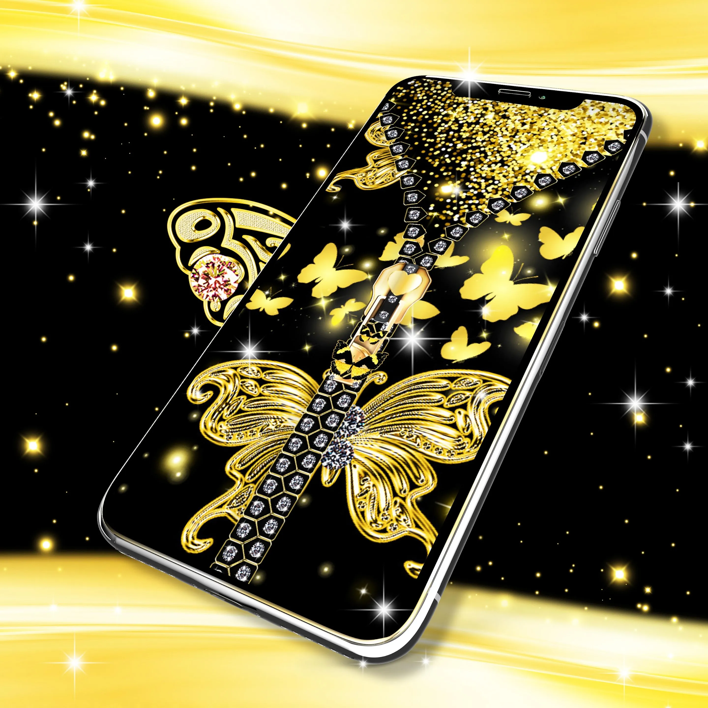 Golden butterflies lock screen | Indus Appstore | Screenshot