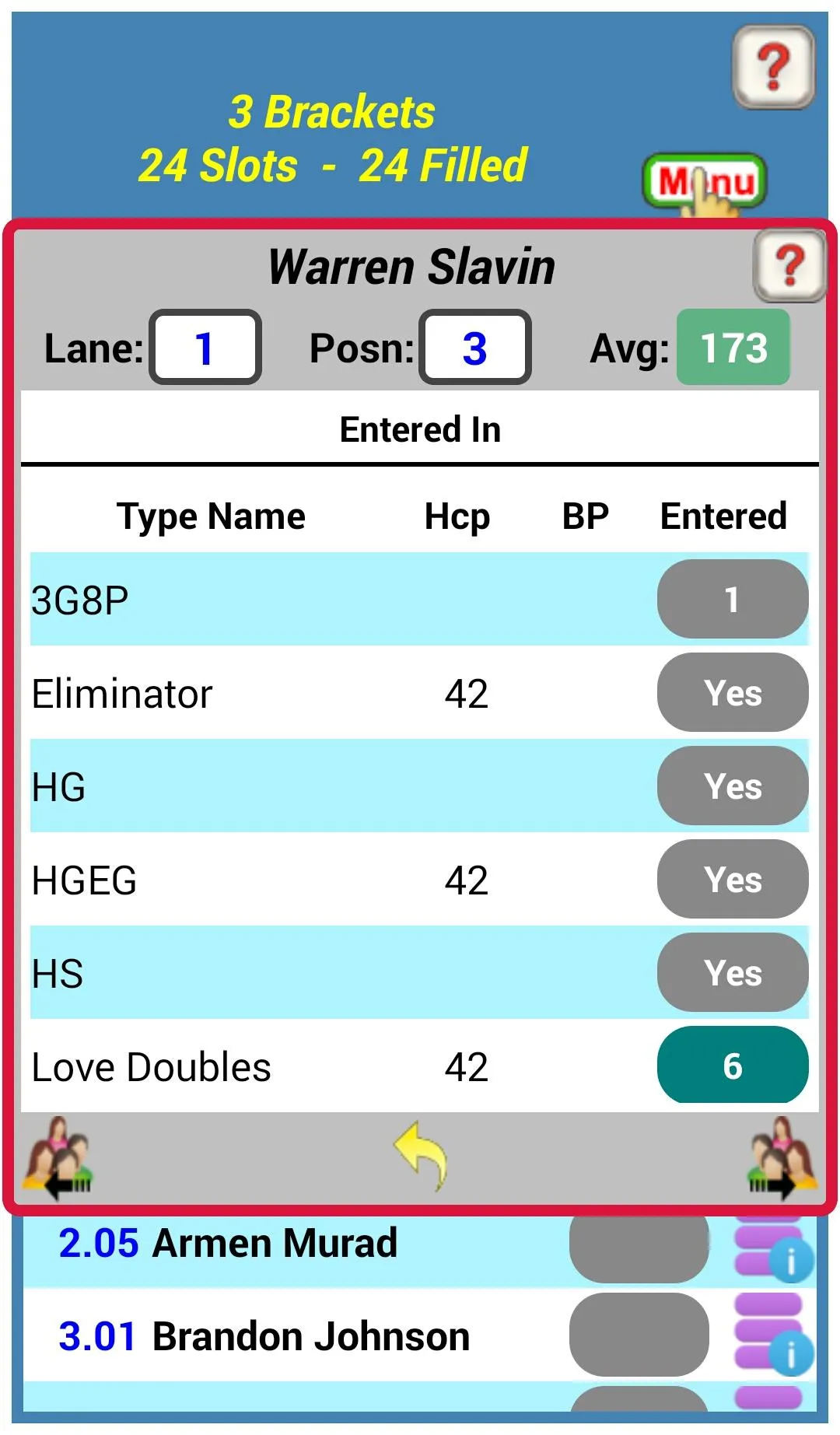 Bowling Brackets / Sidepots | Indus Appstore | Screenshot