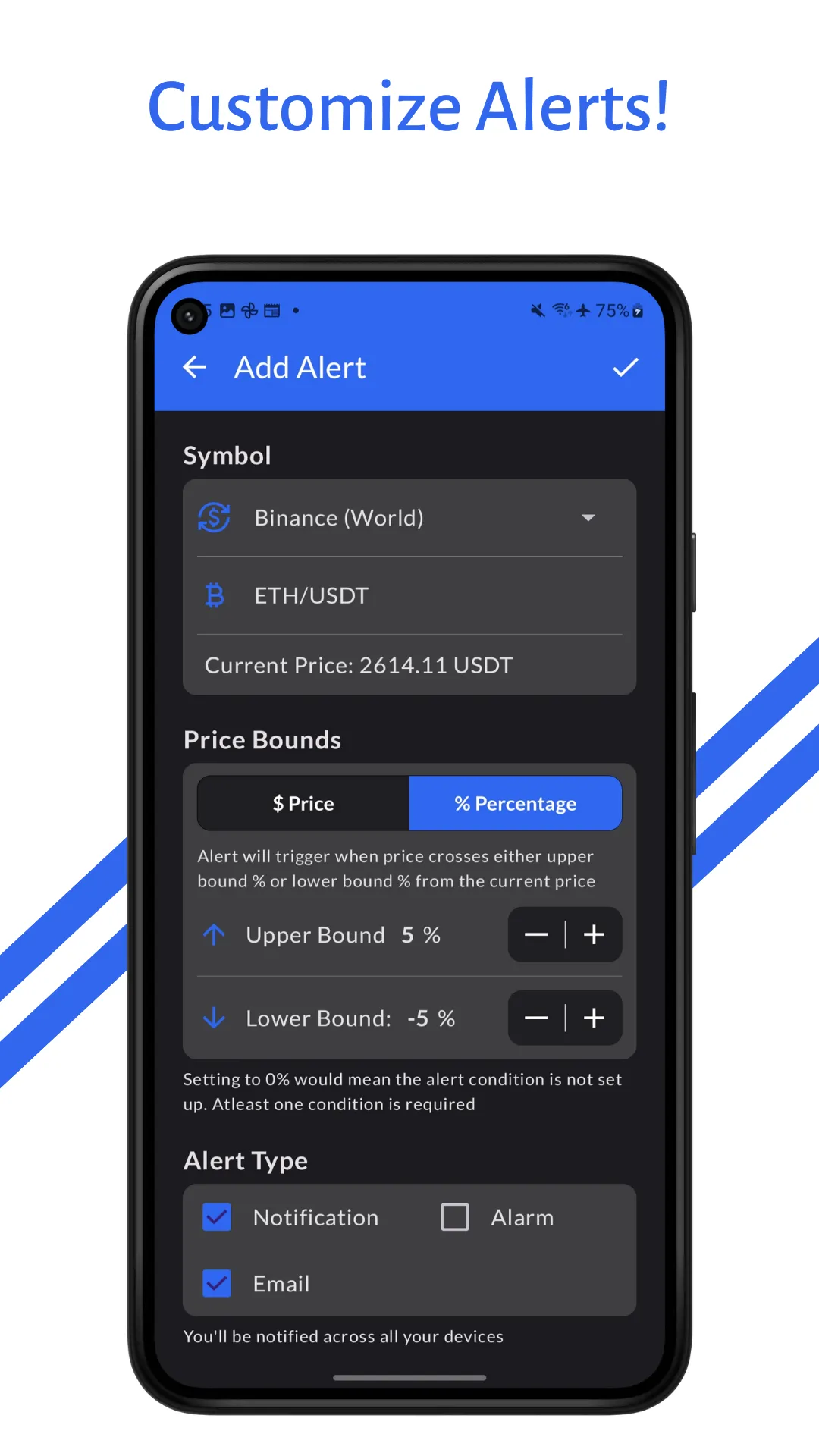 Crypto Price Alert(with Alarm) | Indus Appstore | Screenshot