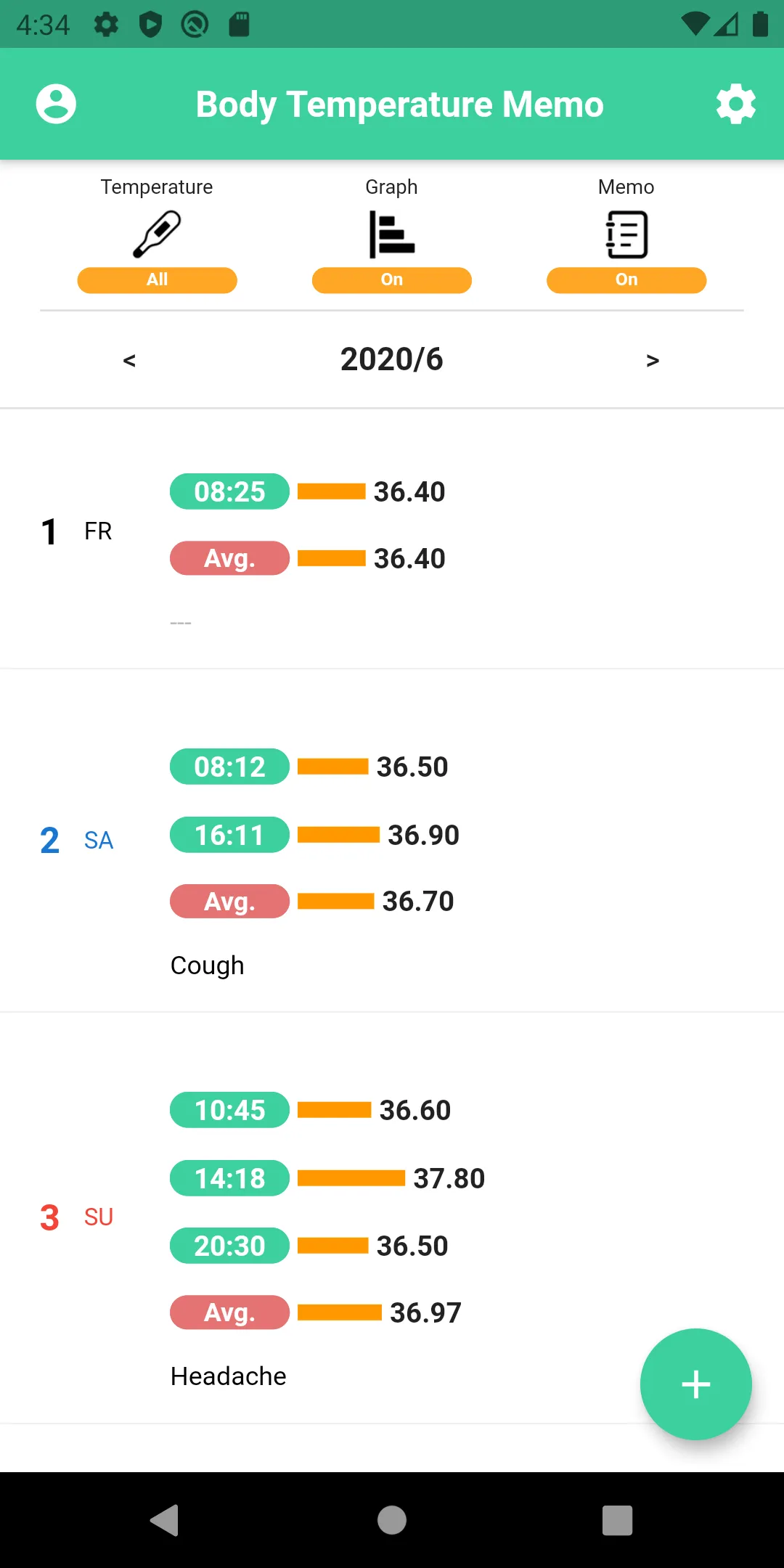 Body Temperature Memo | Indus Appstore | Screenshot