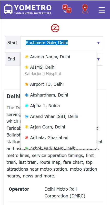 YoMetro Route Finder | Indus Appstore | Screenshot
