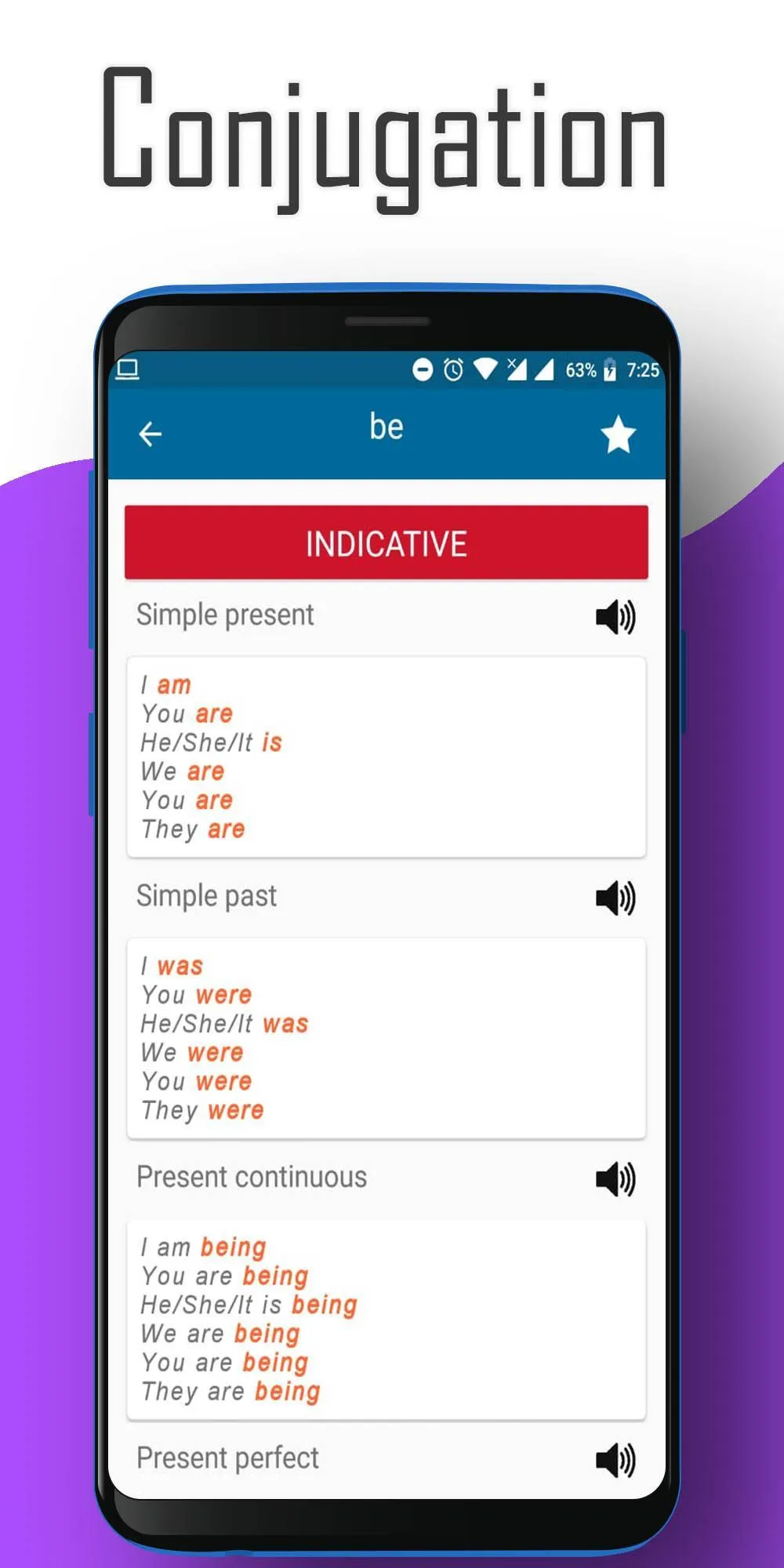 English verbs conjugation | Indus Appstore | Screenshot