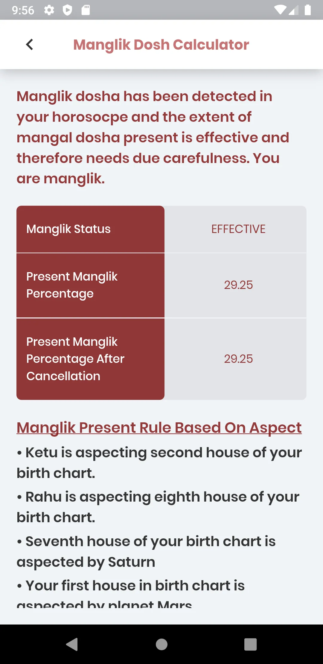 Manglikdosh Calculator | Indus Appstore | Screenshot