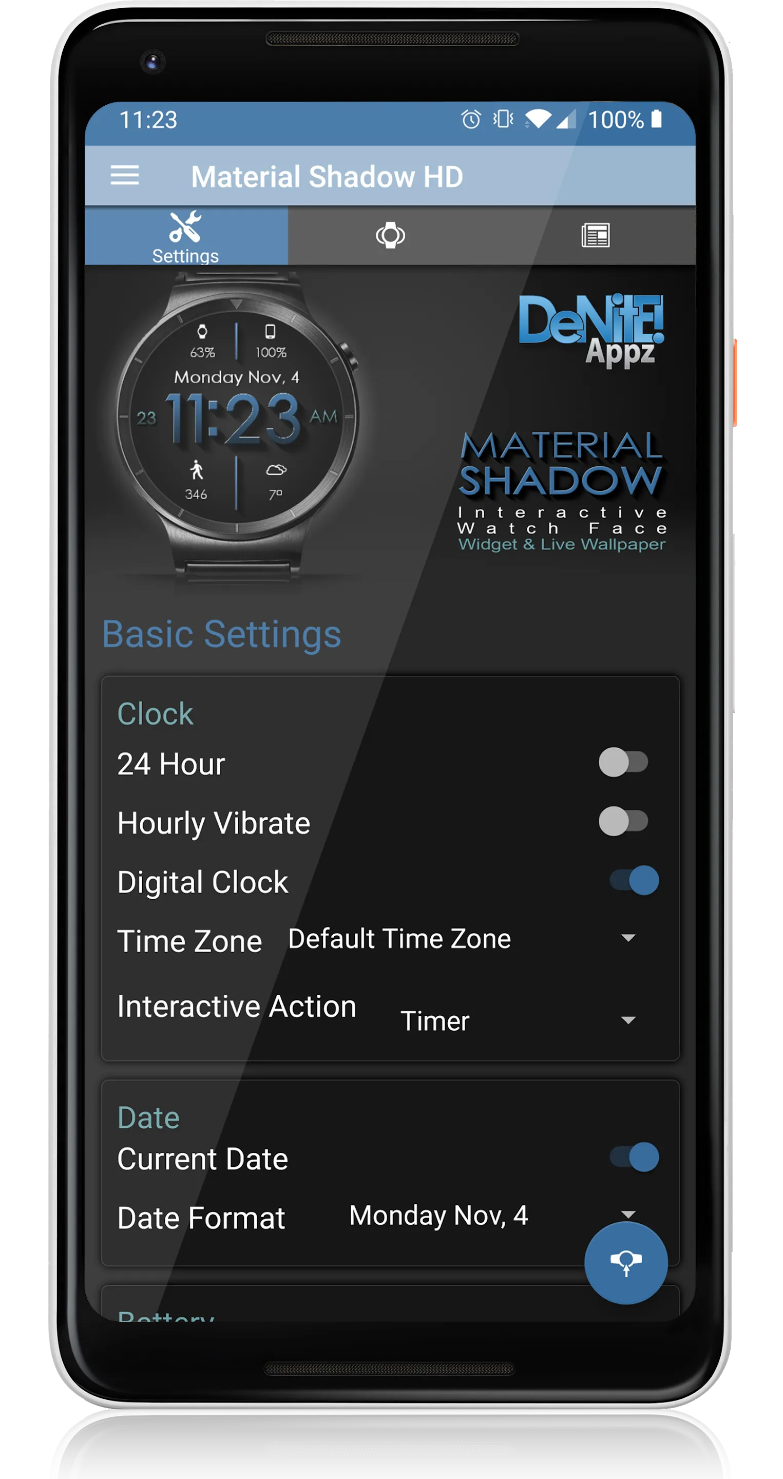 Material Shadow HD Watch Face | Indus Appstore | Screenshot