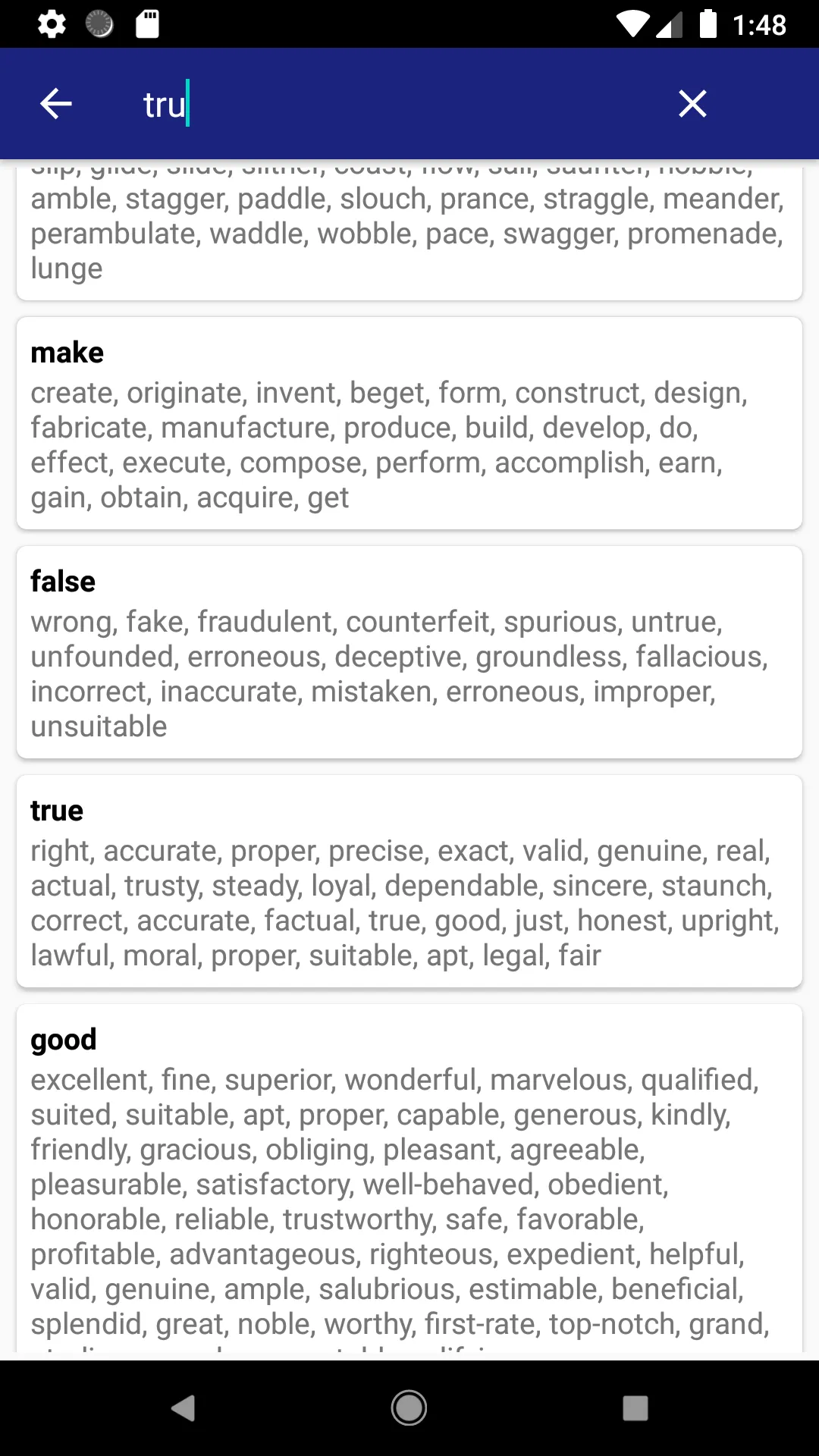 Synonyms Words List | Indus Appstore | Screenshot