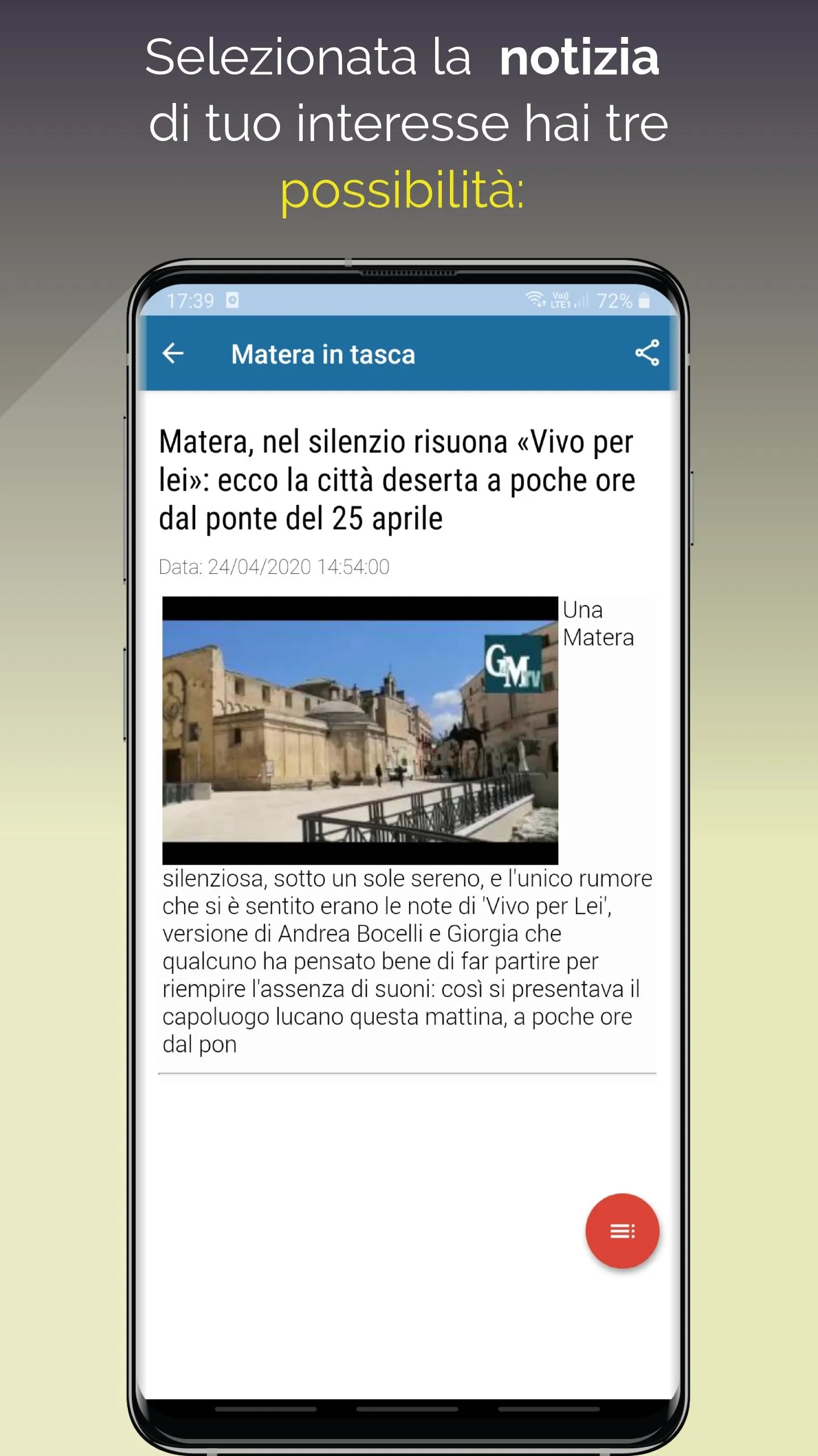 Matera in Tasca    Notizie|Eve | Indus Appstore | Screenshot