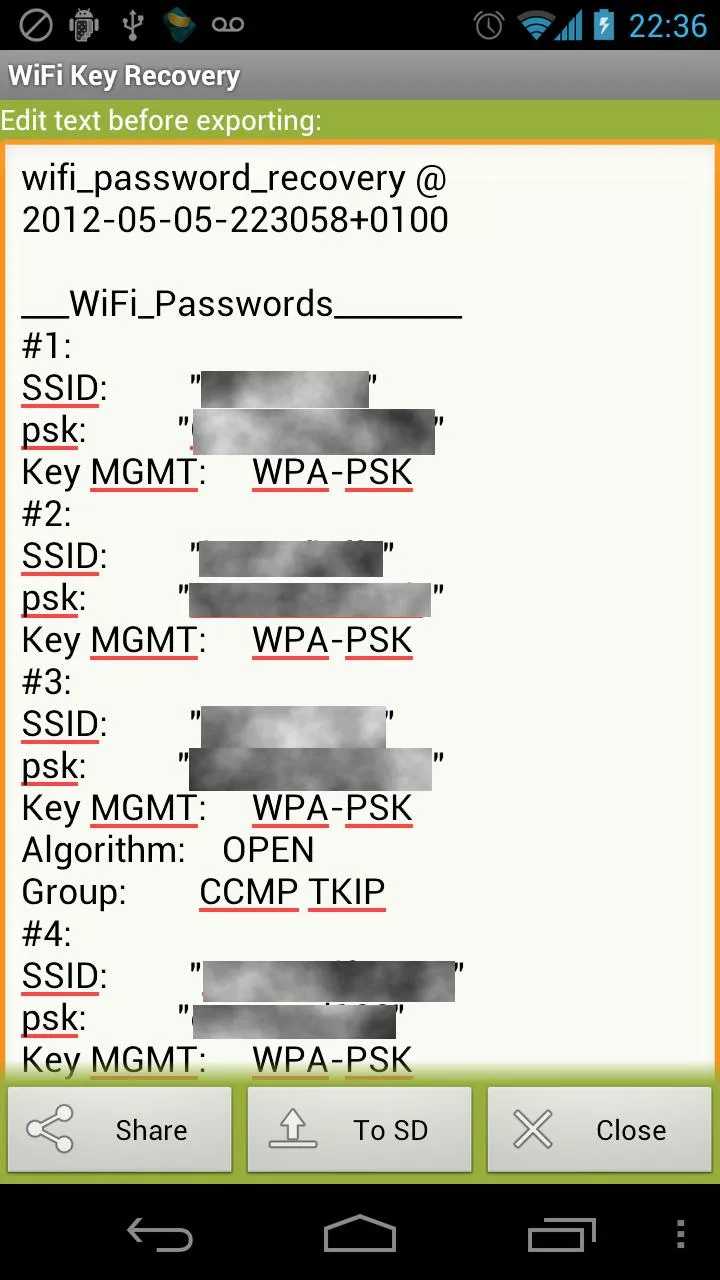 WiFi Key Recovery (needs root) | Indus Appstore | Screenshot