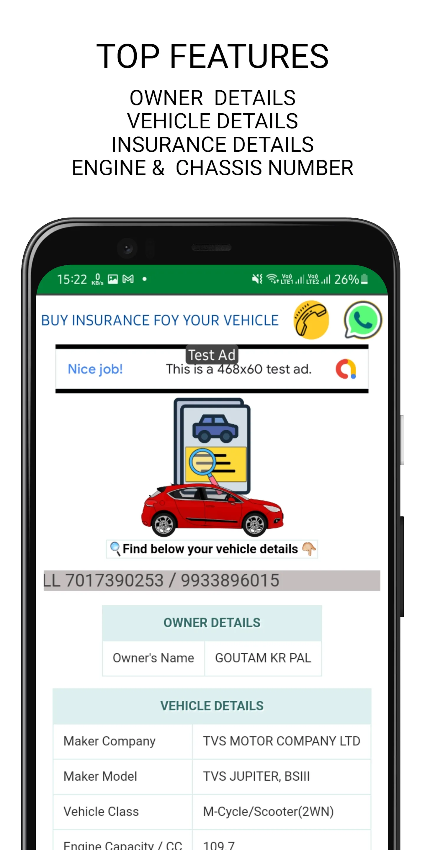 RTO Vehicle Details Search App | Indus Appstore | Screenshot