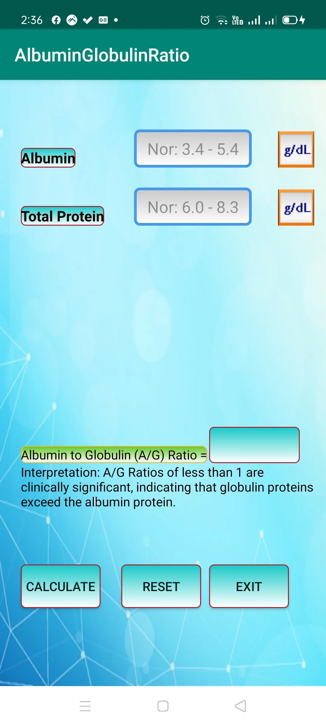 AlbuminGlobulinRatio | Indus Appstore | Screenshot