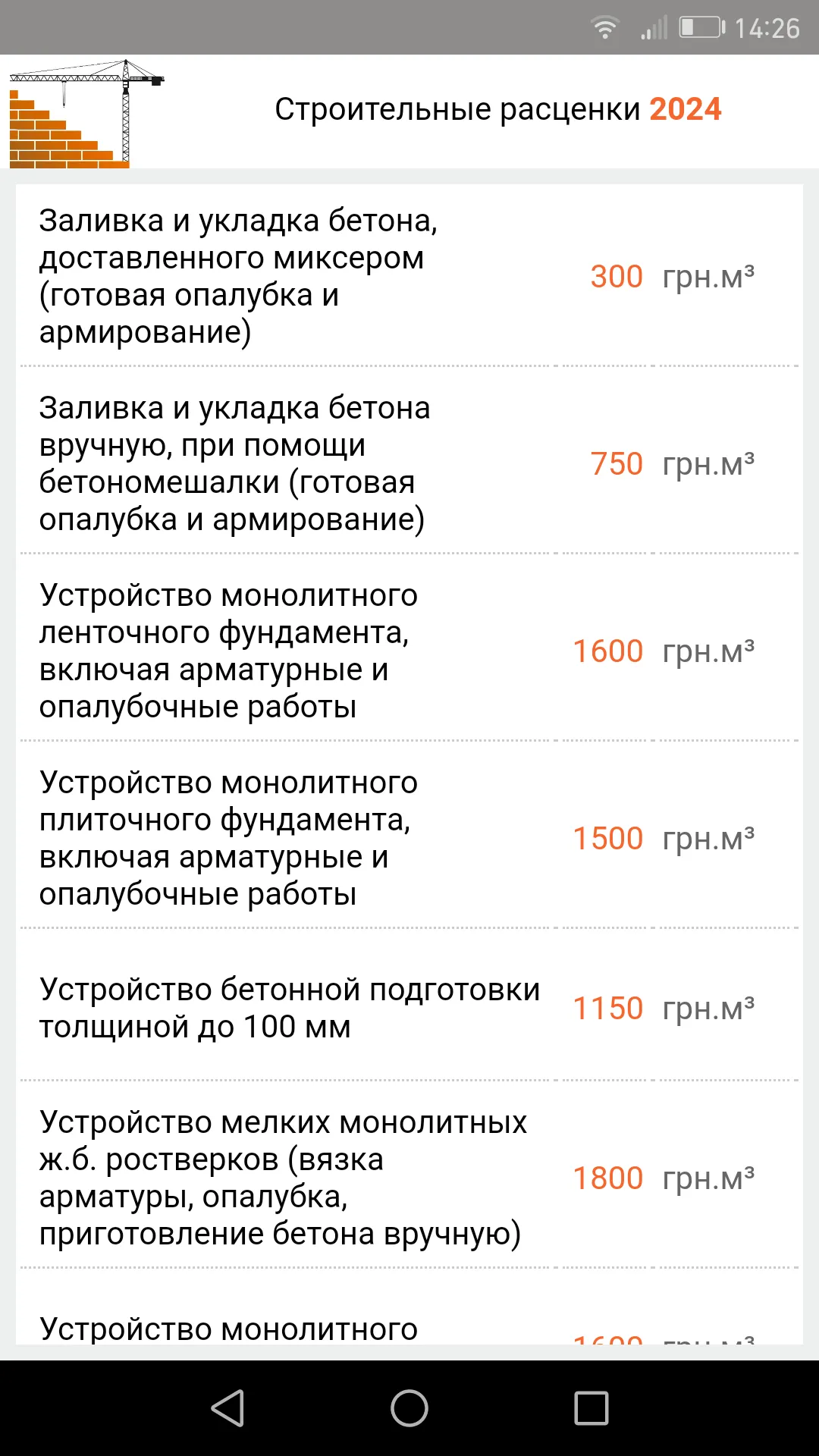 Строительные расценки UA | Indus Appstore | Screenshot