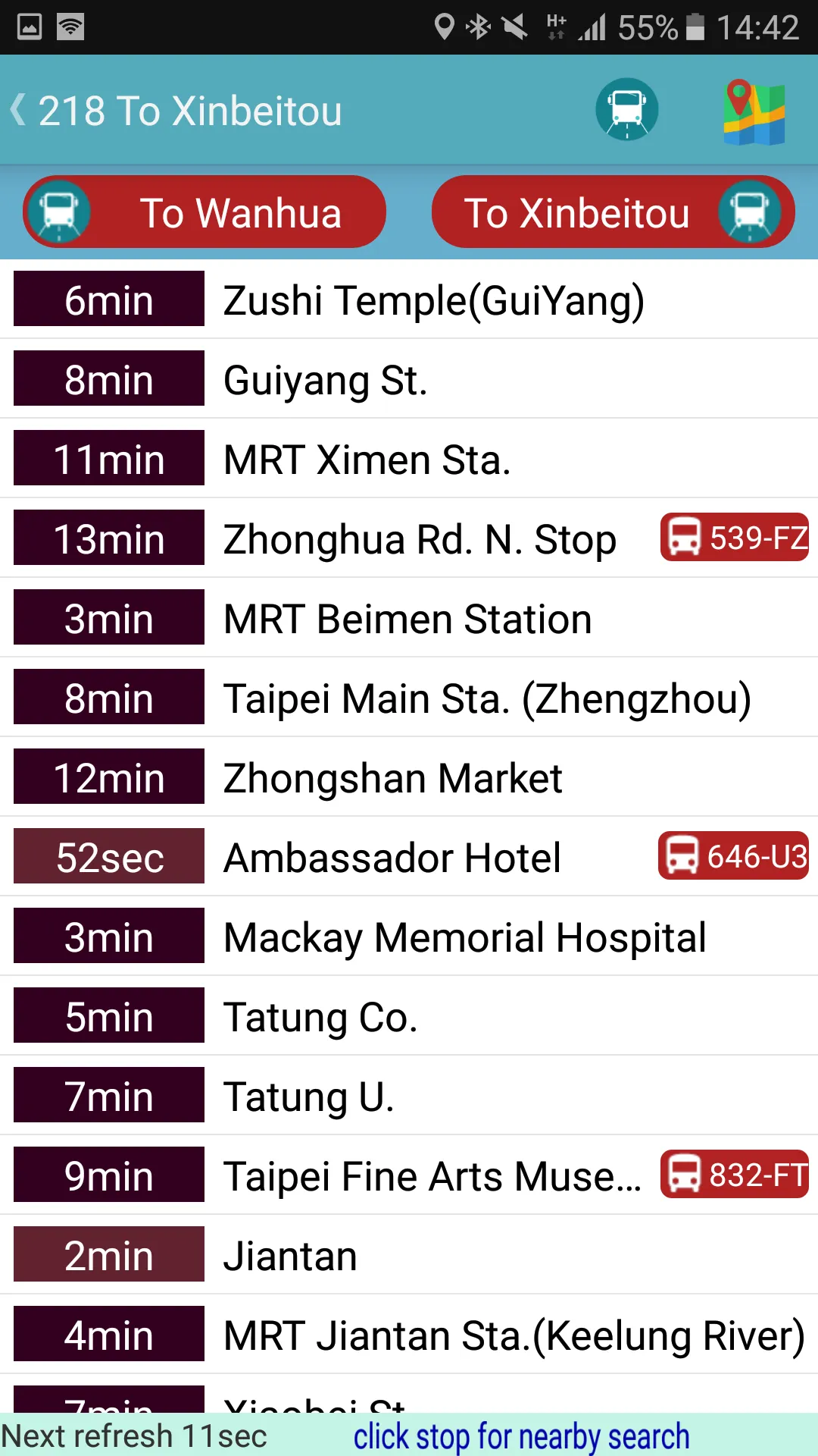 Taiwan Intercity Bus Timetable | Indus Appstore | Screenshot