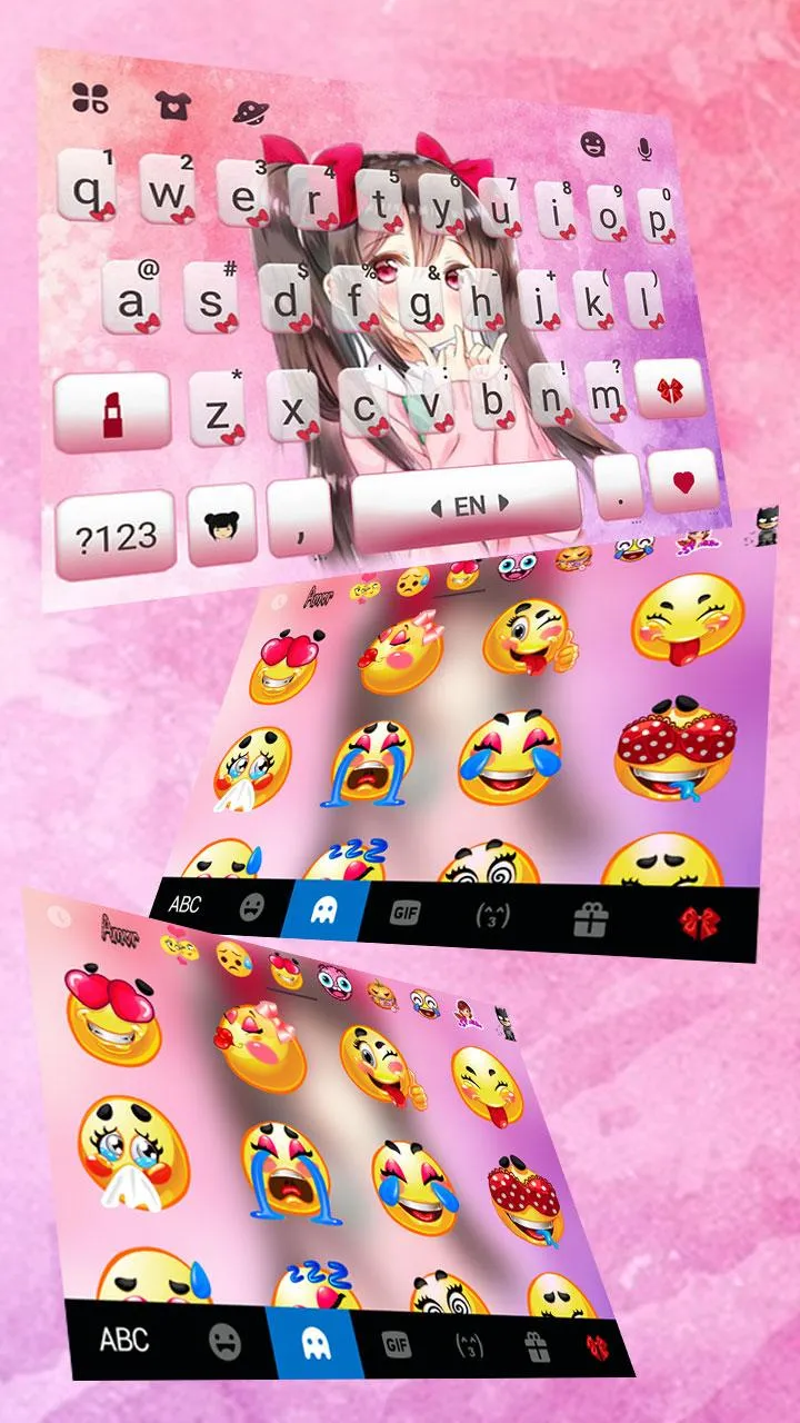 Anime Pink Girl Keyboard Theme | Indus Appstore | Screenshot