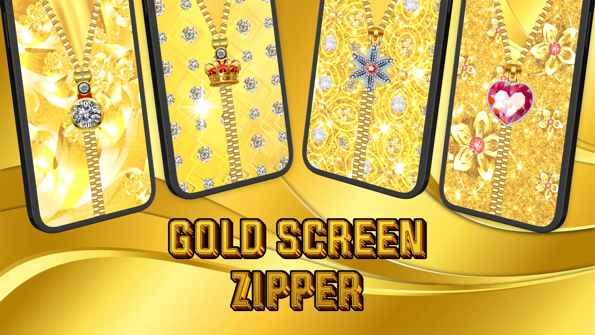 Gold Zip Lock Screen App | Indus Appstore | Screenshot