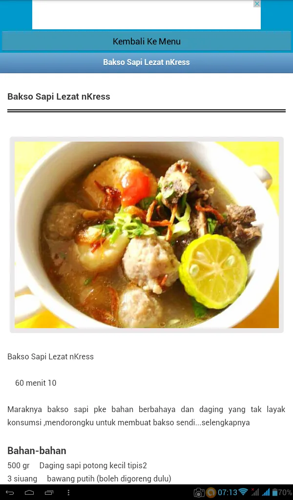 Kumpulan Resep Bakso | Indus Appstore | Screenshot