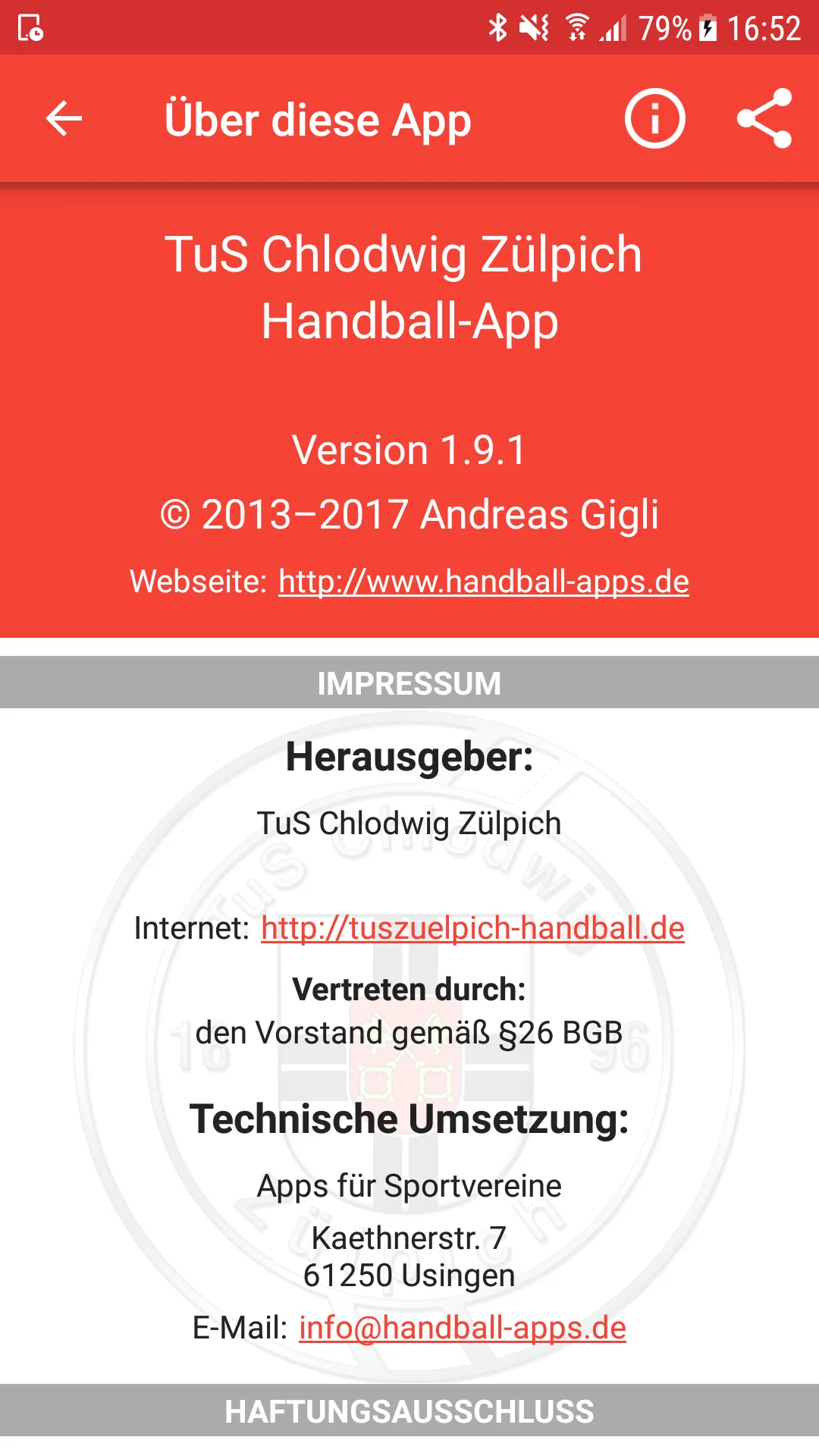 TuS Chlodwig Zülpich Handball | Indus Appstore | Screenshot