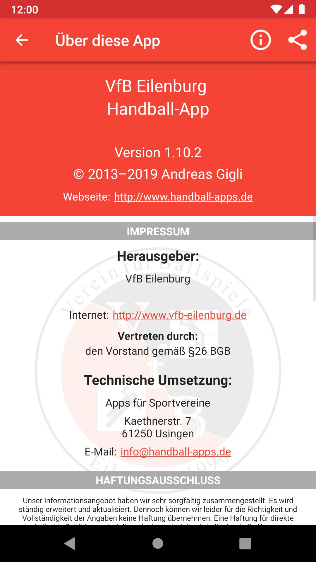 VfB Eilenburg Handball | Indus Appstore | Screenshot