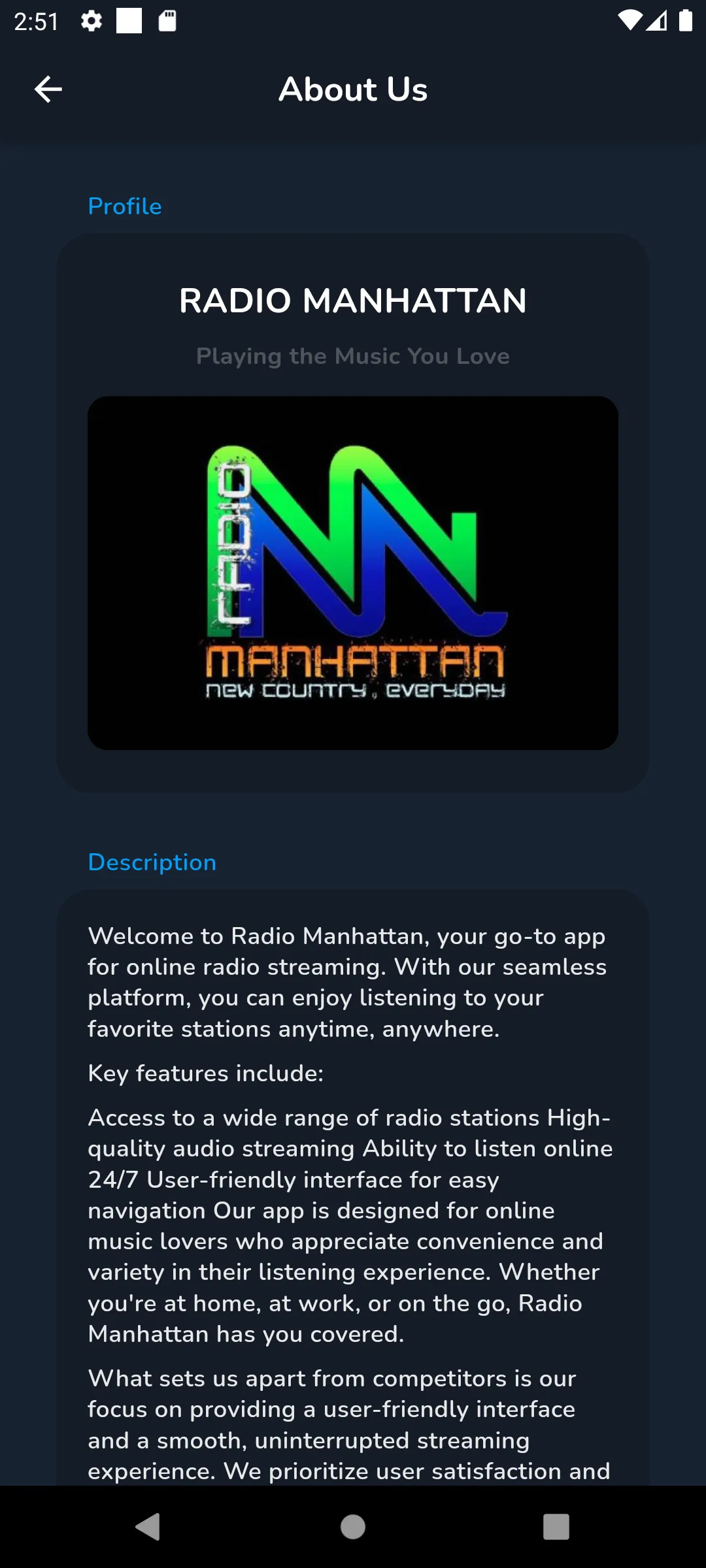 RADIO MANHATTAN | Indus Appstore | Screenshot