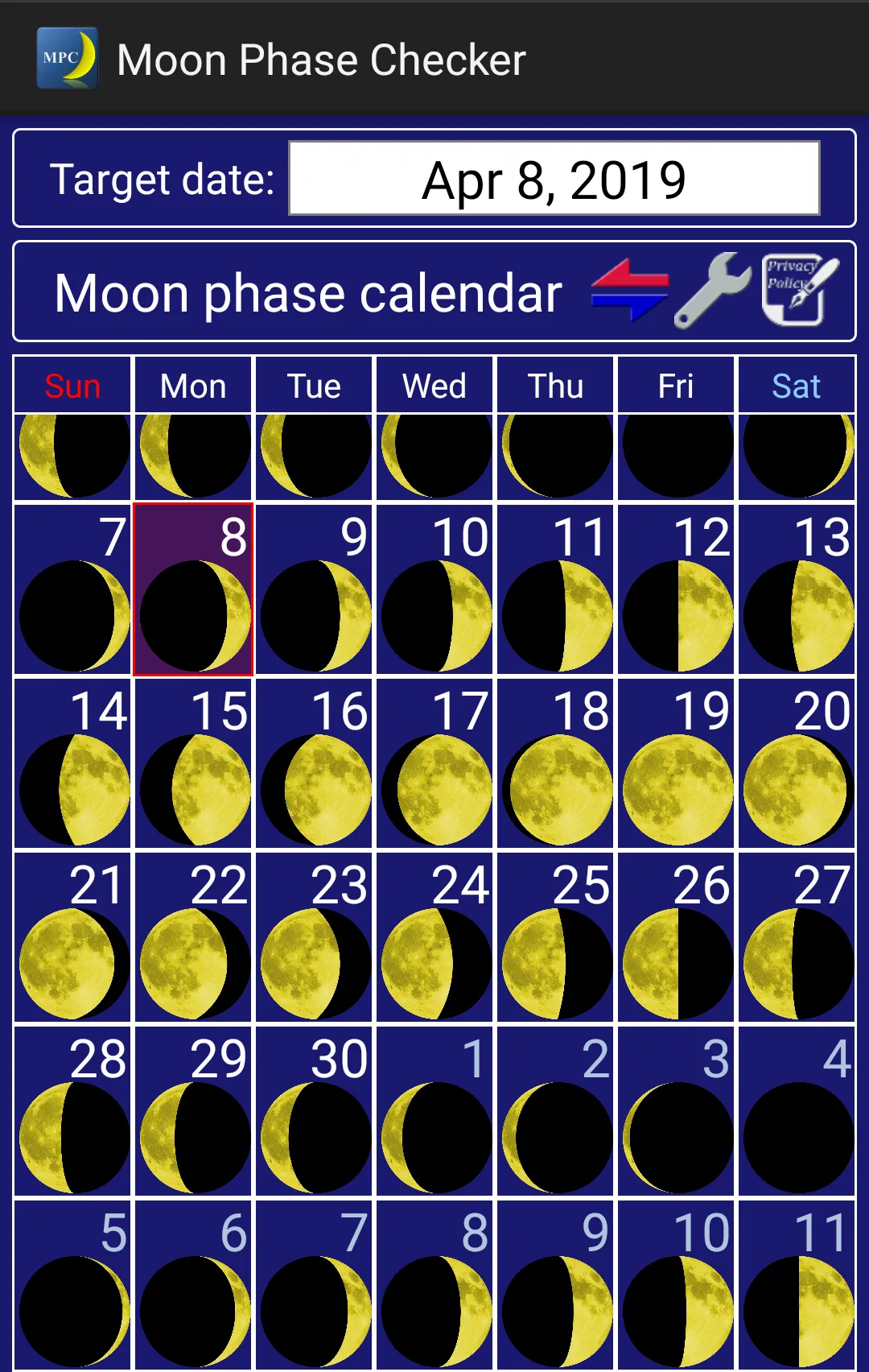 Moon Phase Checker | Indus Appstore | Screenshot