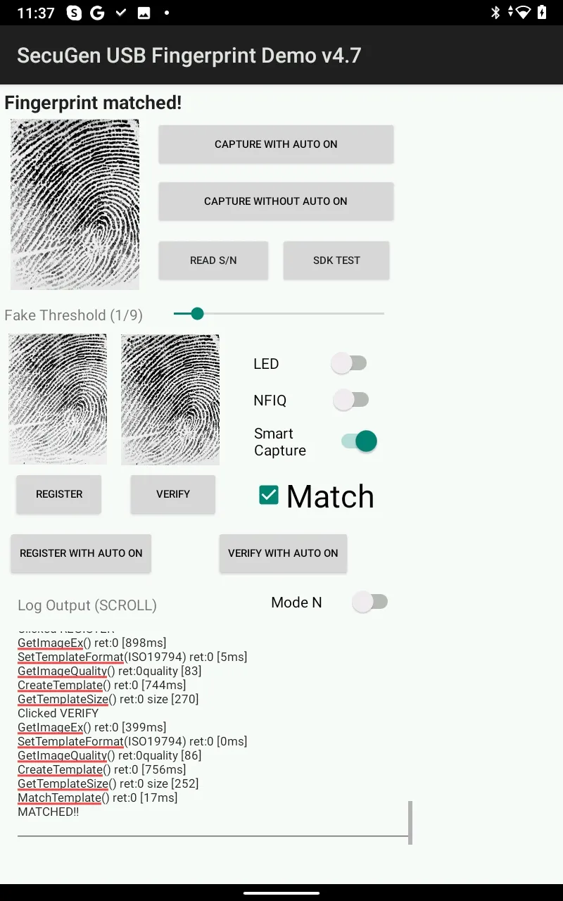 SecuGen USB Fingerprint Demo | Indus Appstore | Screenshot