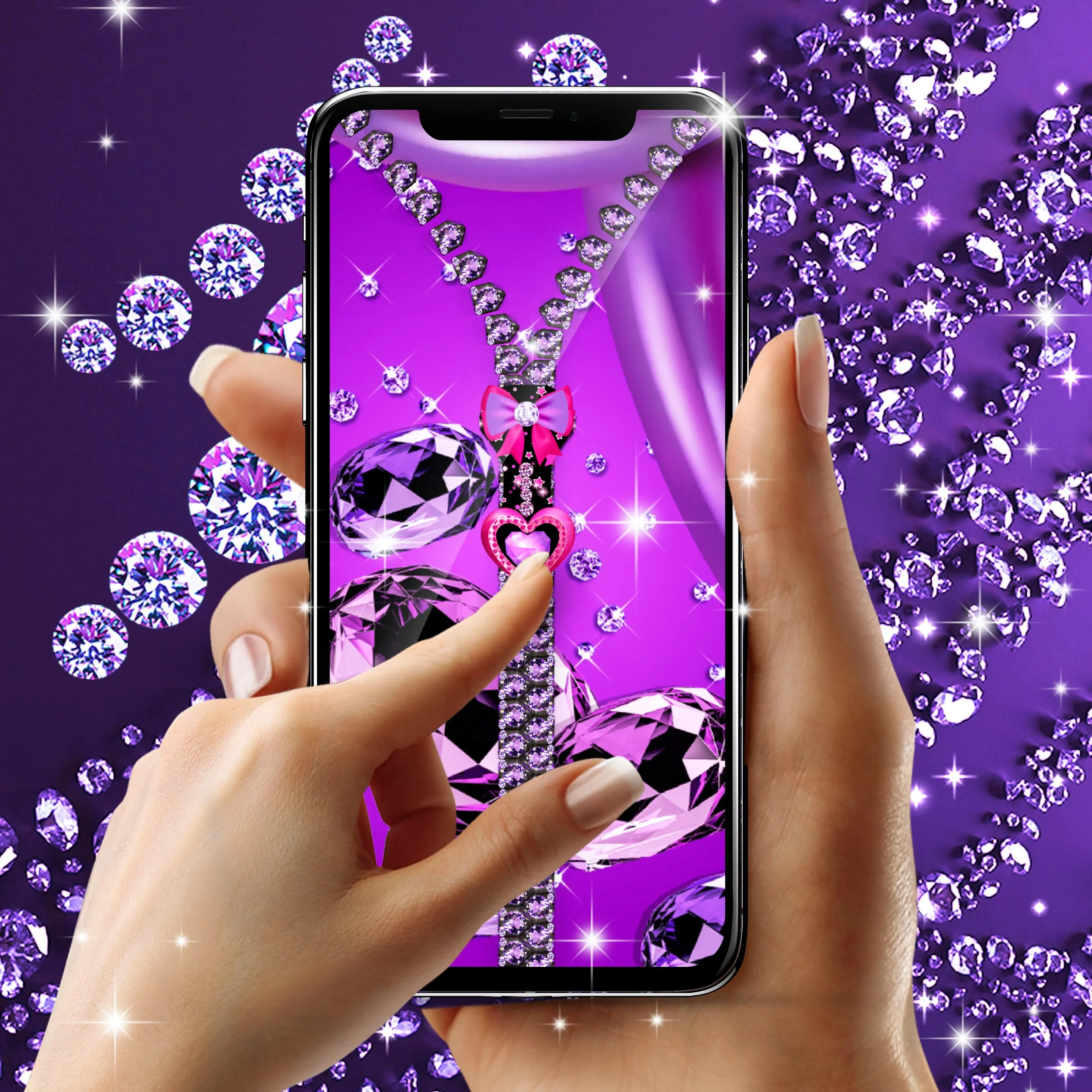 Purple diamond lock screen | Indus Appstore | Screenshot