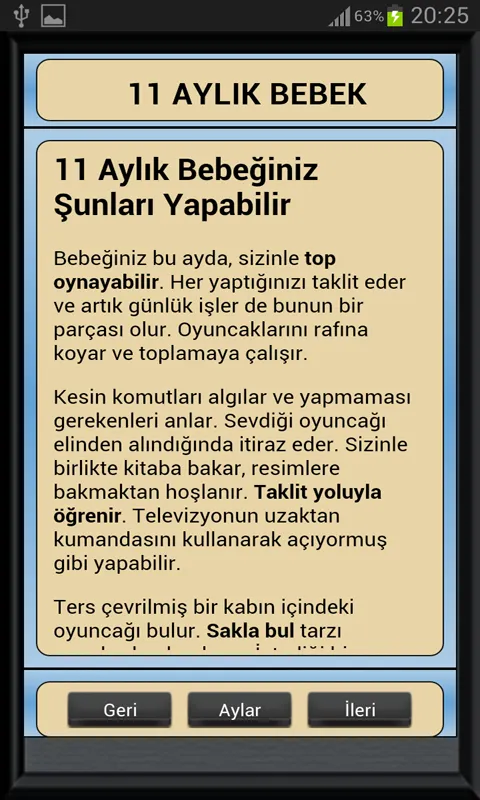 Bebek Gelişimi Ay Ay Detaylı | Indus Appstore | Screenshot