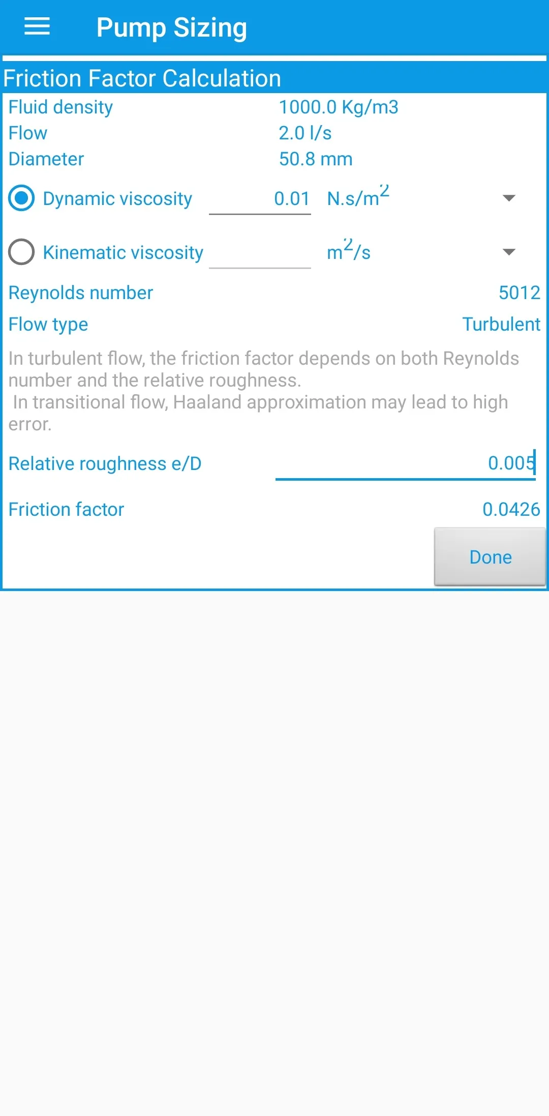 Pump sizing | Indus Appstore | Screenshot