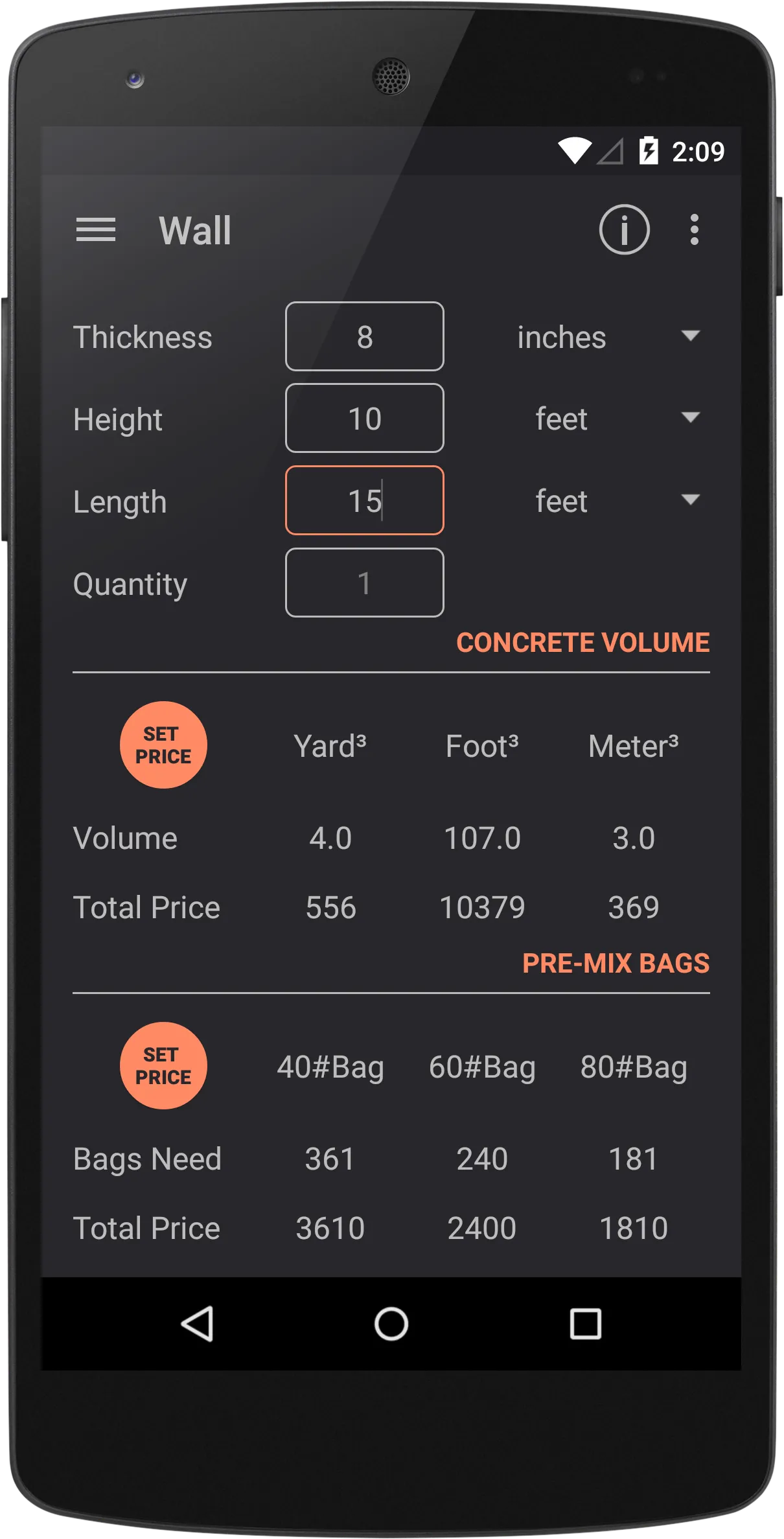 Binder - Concrete Calculator | Indus Appstore | Screenshot