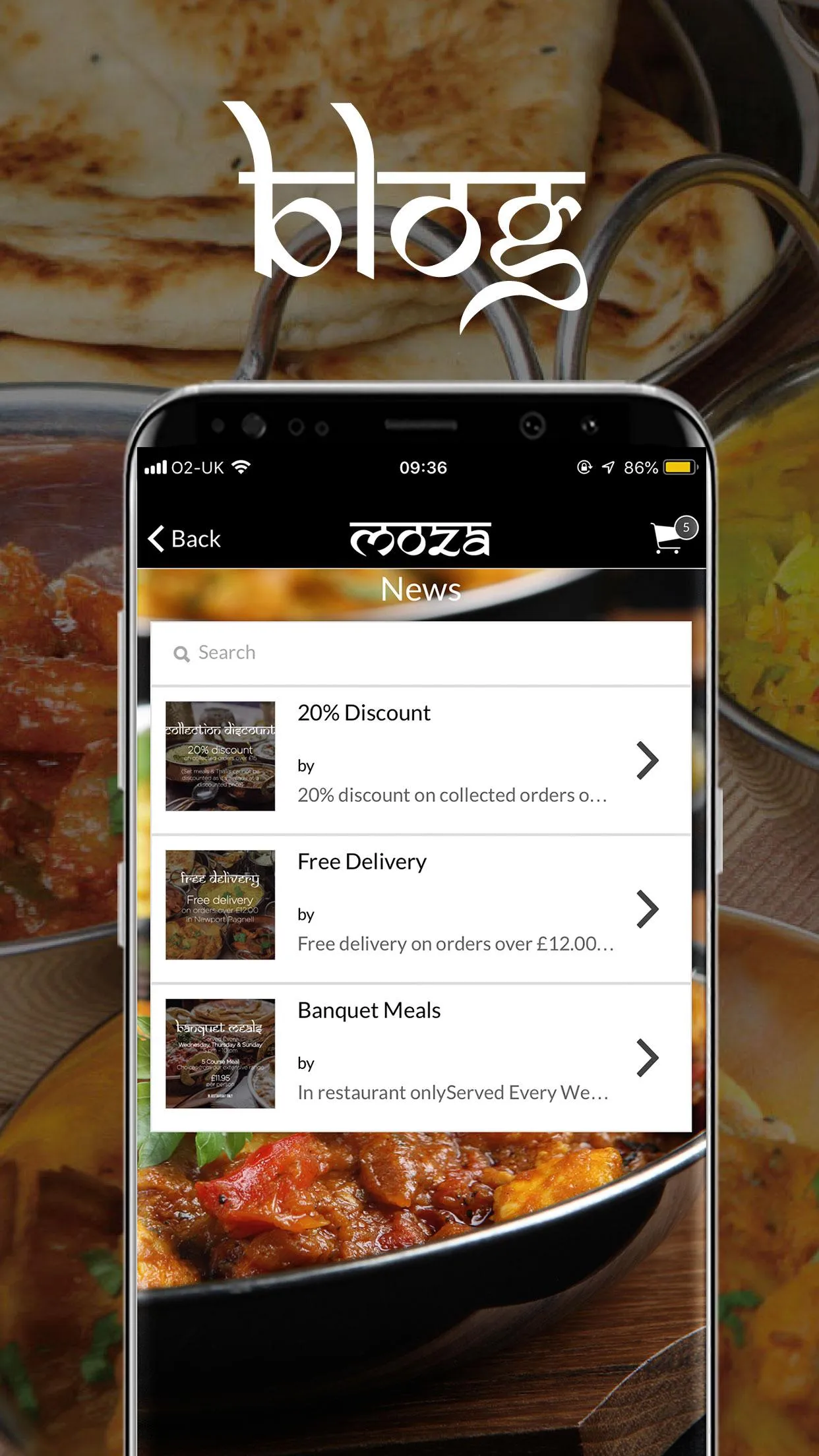 Moza Indian Restaurant | Indus Appstore | Screenshot