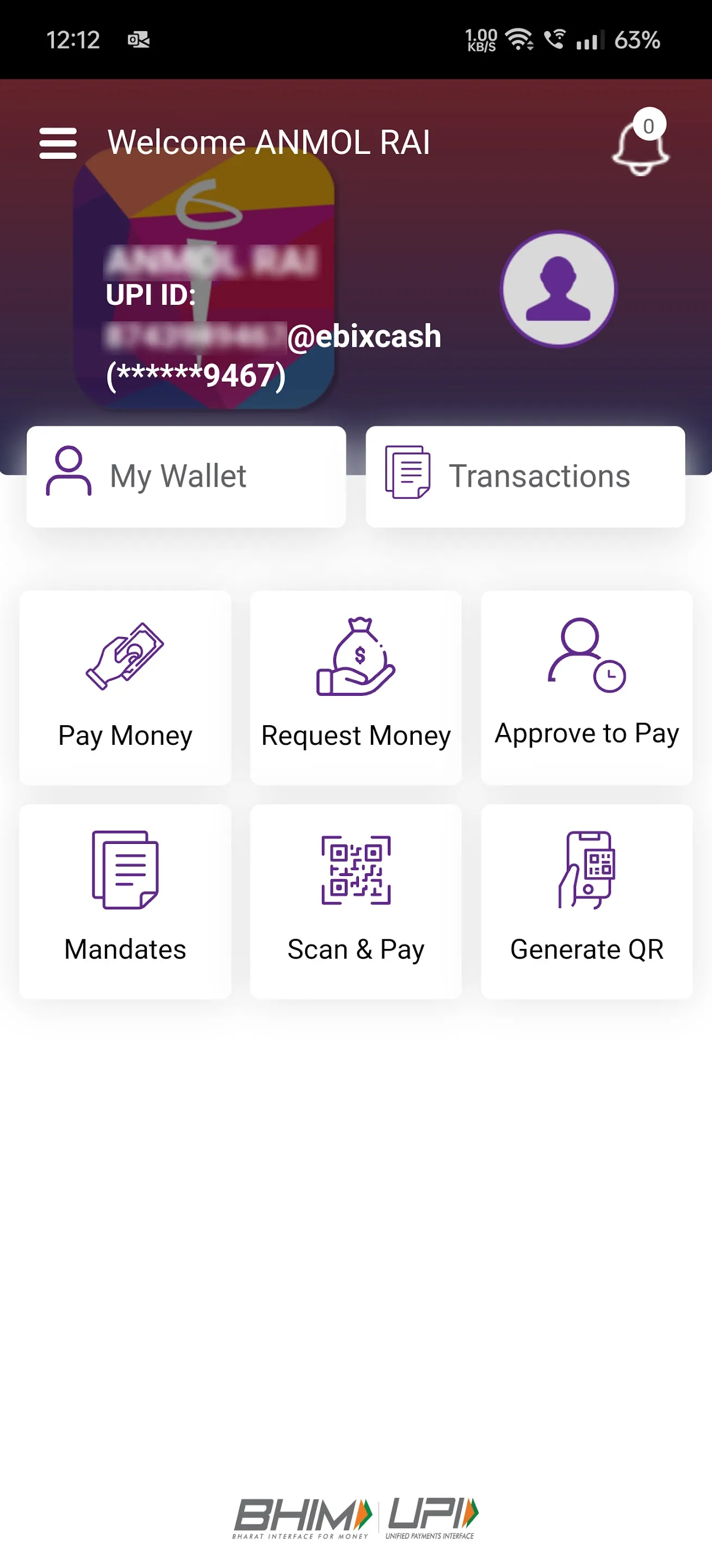 EbixCash BHIM UPI | Indus Appstore | Screenshot
