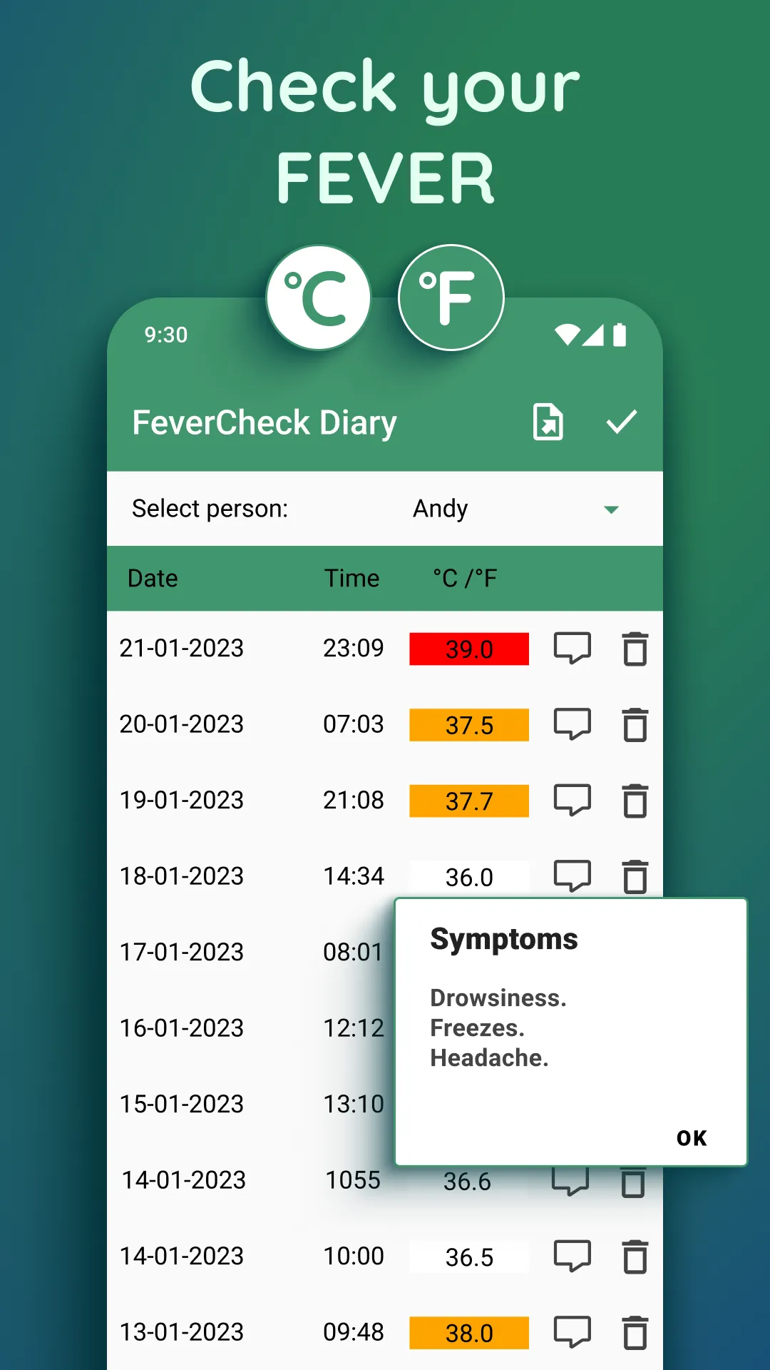 Body Temperature・Fever Tracker | Indus Appstore | Screenshot