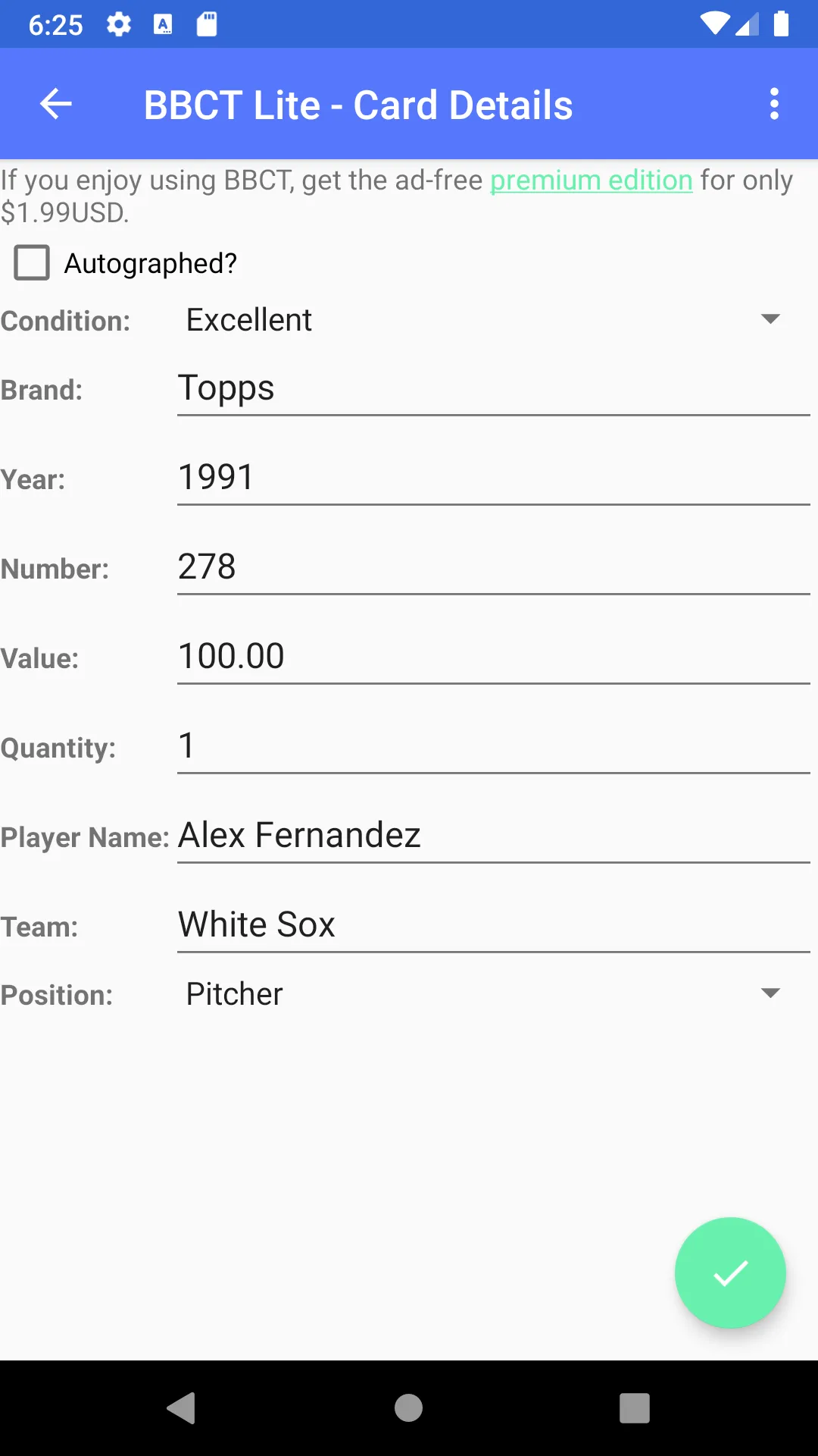 Baseball Card Tracker Lite | Indus Appstore | Screenshot