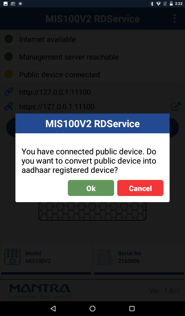 MIS100V2 RDService | Indus Appstore | Screenshot