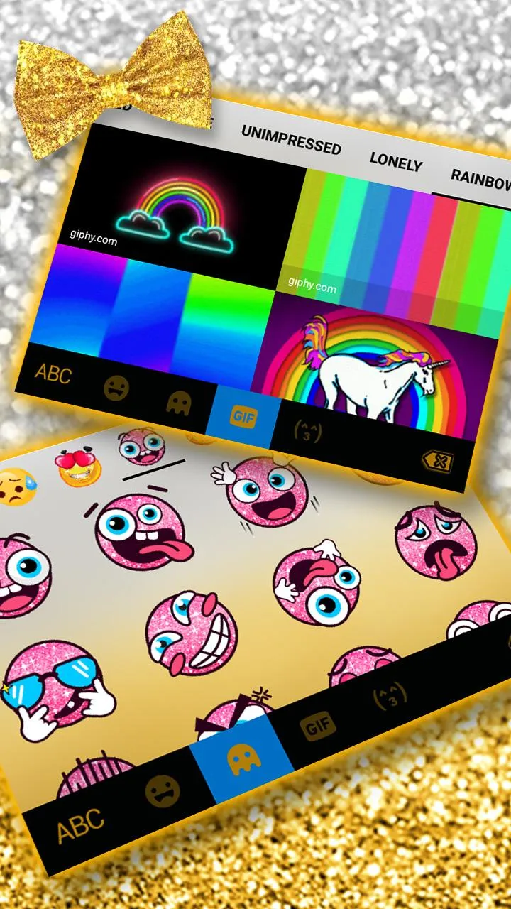 Gold Bowknot Glitter Keyboard  | Indus Appstore | Screenshot