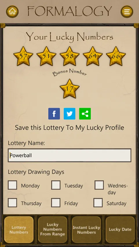 Formalogy Lucky Numbers & Days | Indus Appstore | Screenshot