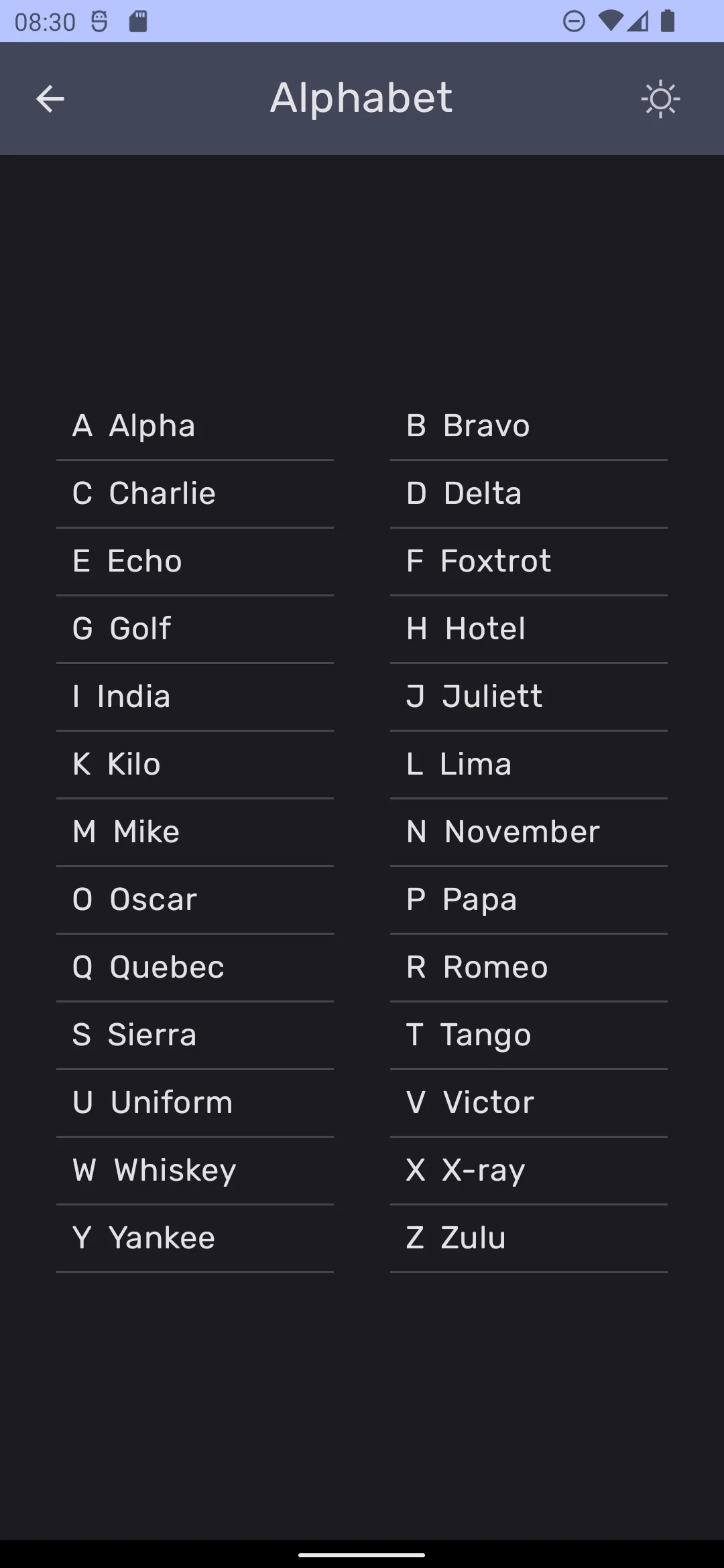 Nato Phonetic Alphabet | Indus Appstore | Screenshot