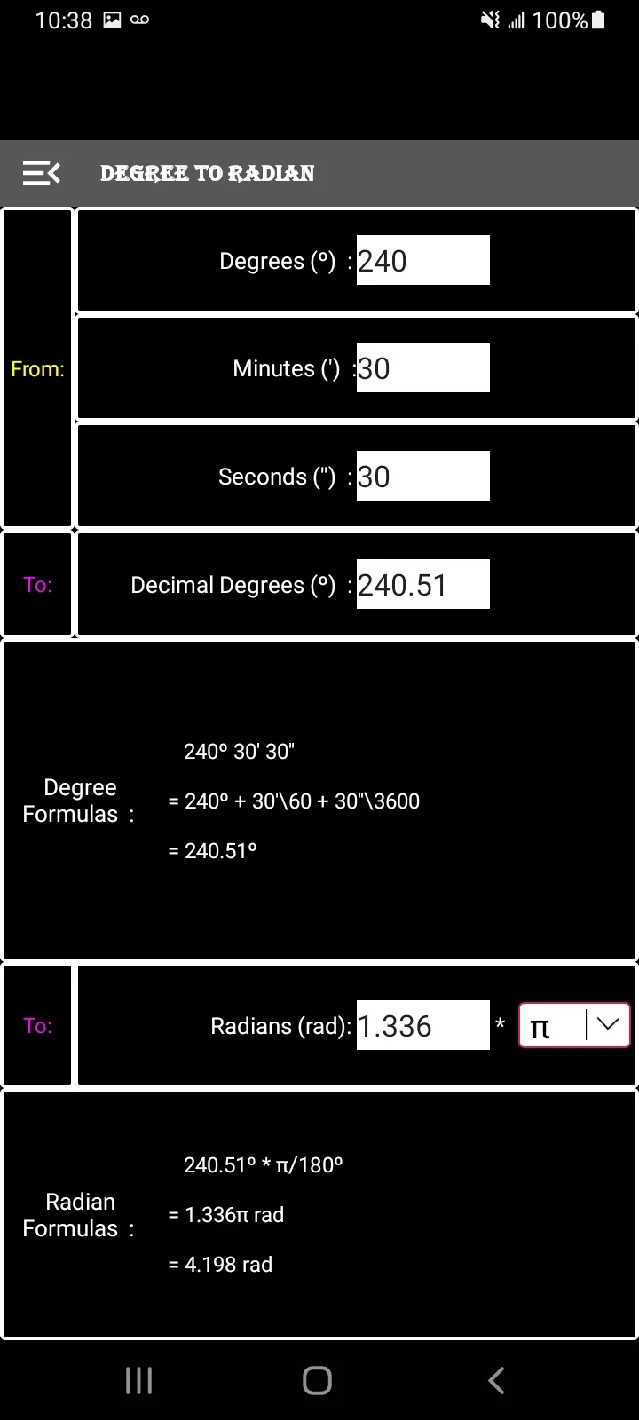 Degree Radian Converter | Indus Appstore | Screenshot