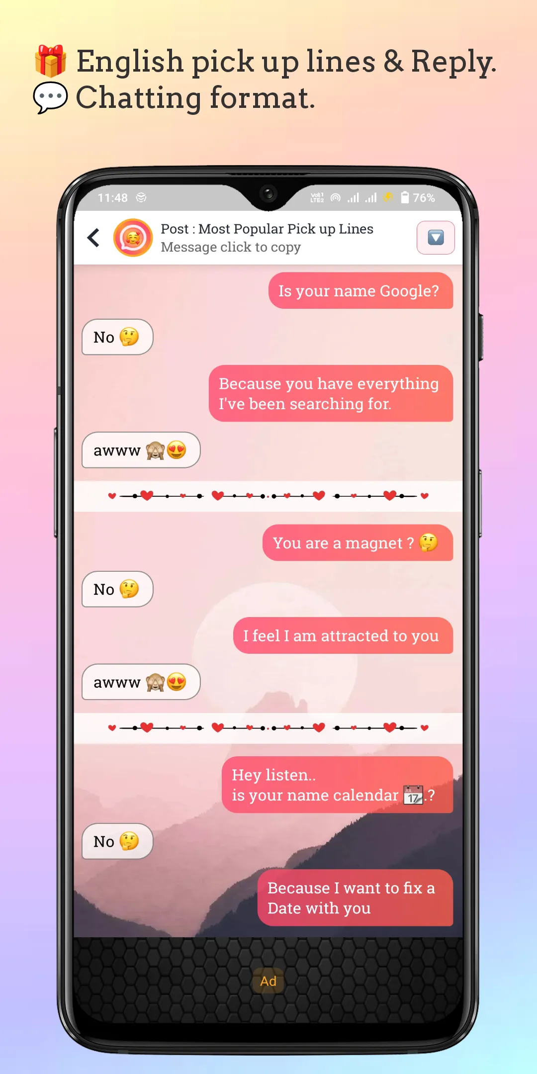 Flirtychat Sk : Pick up Lines | Indus Appstore | Screenshot