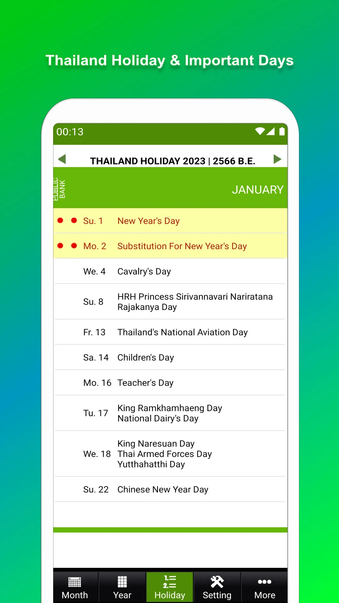 Thailand Buddhist Calendar | Indus Appstore | Screenshot