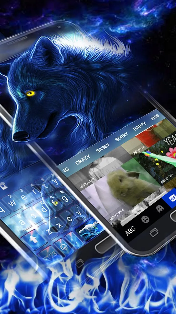 Blue Flaming Wolf Keyboard The | Indus Appstore | Screenshot