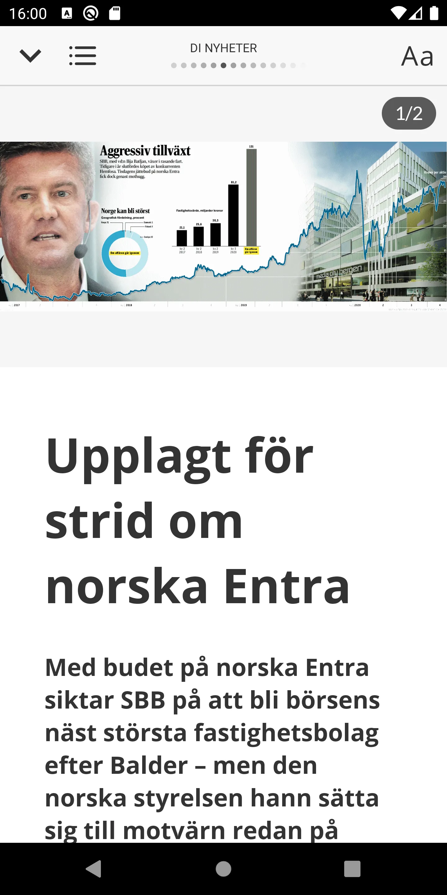 Di e-tidning - Dagens industri | Indus Appstore | Screenshot