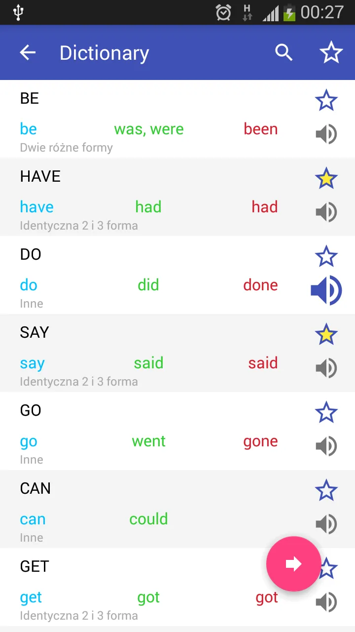 English irregular verbs | Indus Appstore | Screenshot