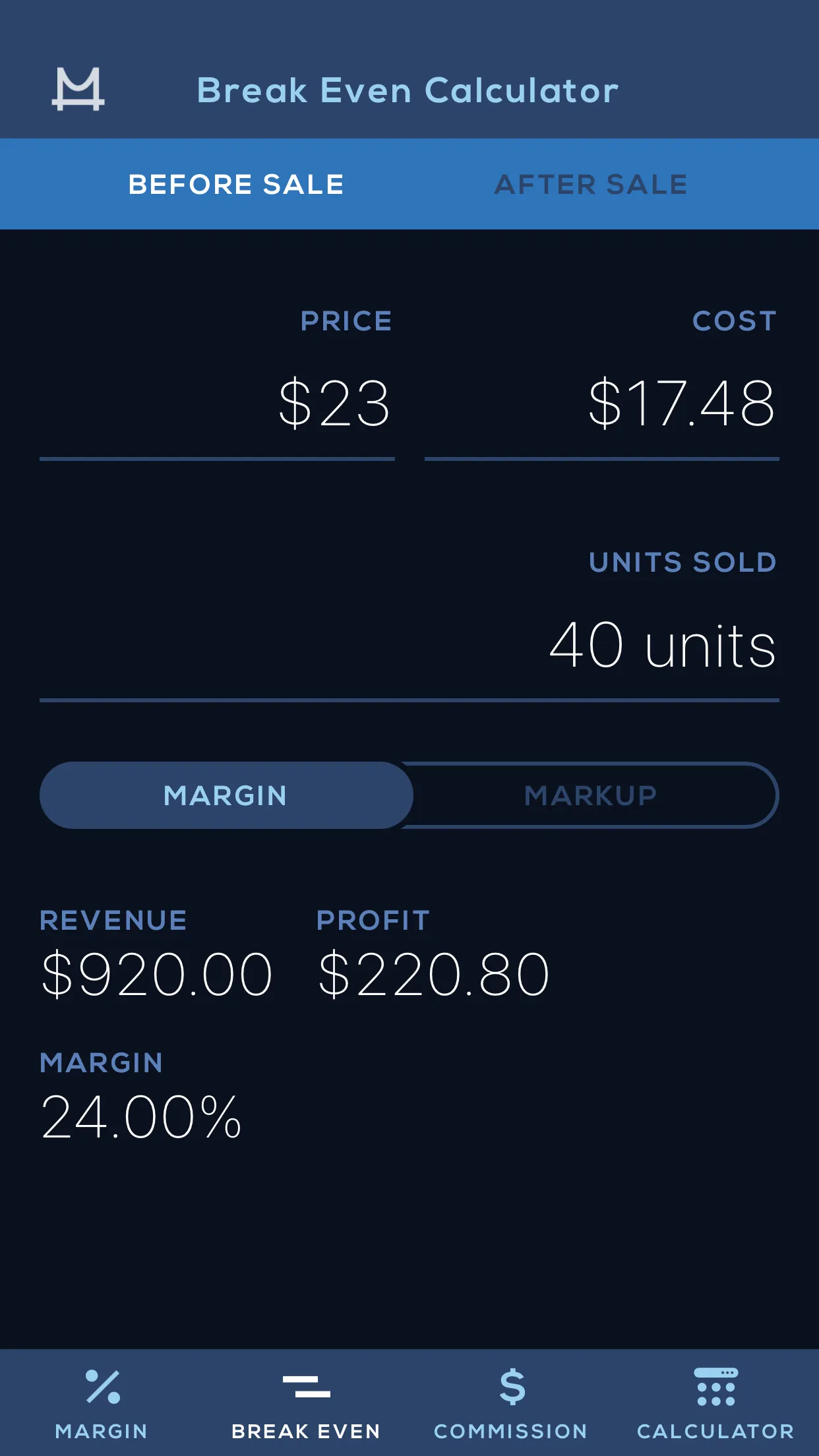 Marcus Lemonis Margin Calculat | Indus Appstore | Screenshot