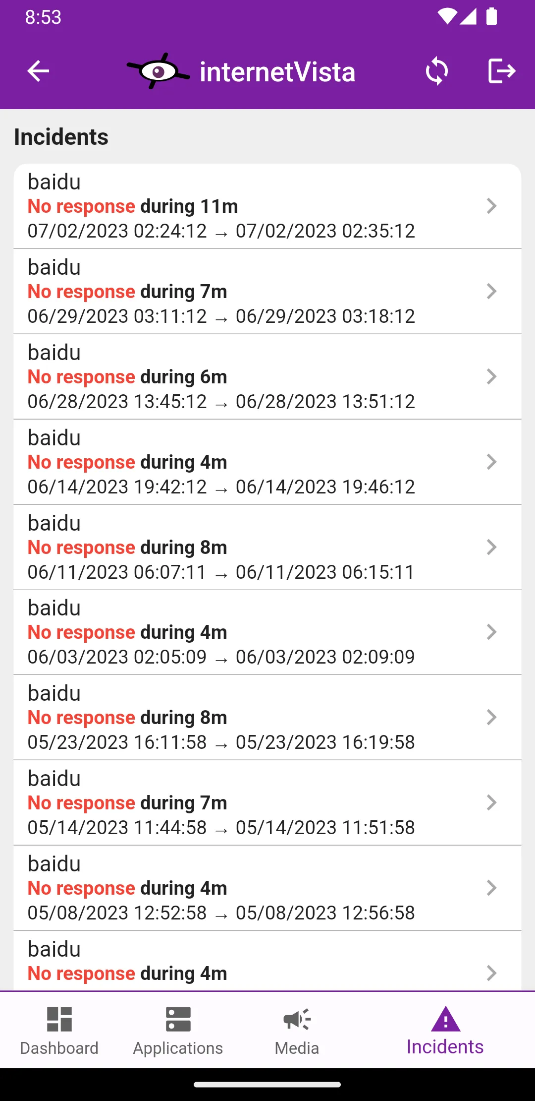 internetVista monitoring | Indus Appstore | Screenshot