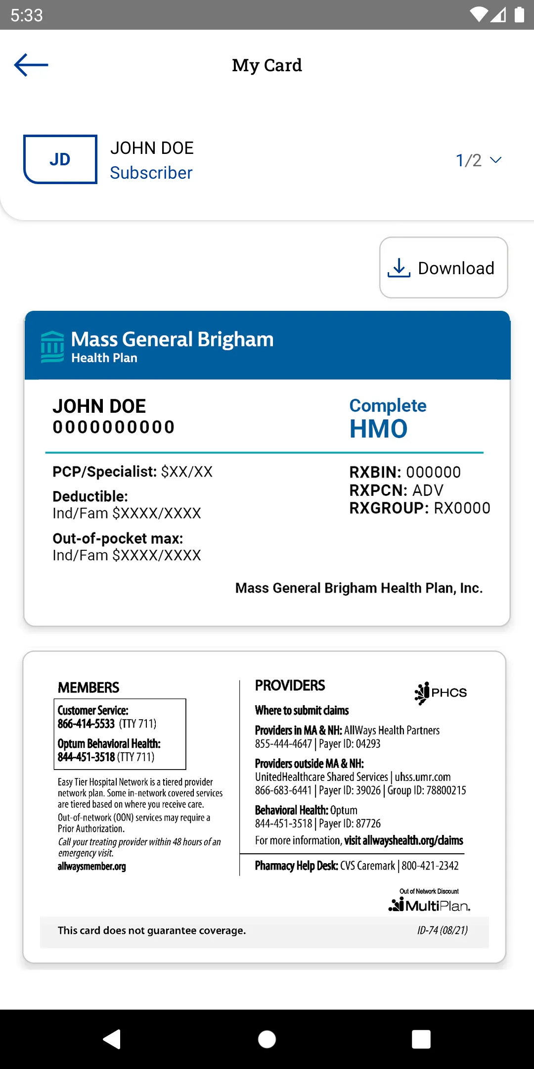 MGB Health Plan Member | Indus Appstore | Screenshot