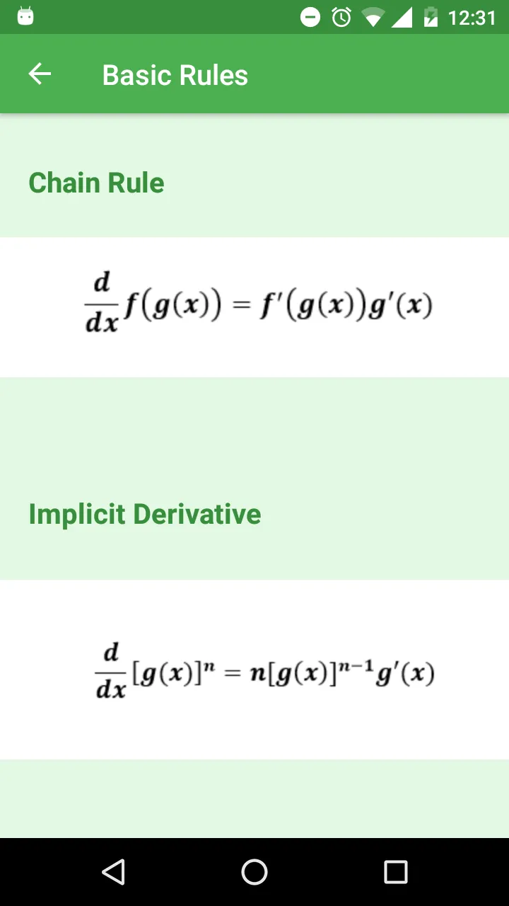 Derivative - Integral Formulas | Indus Appstore | Screenshot