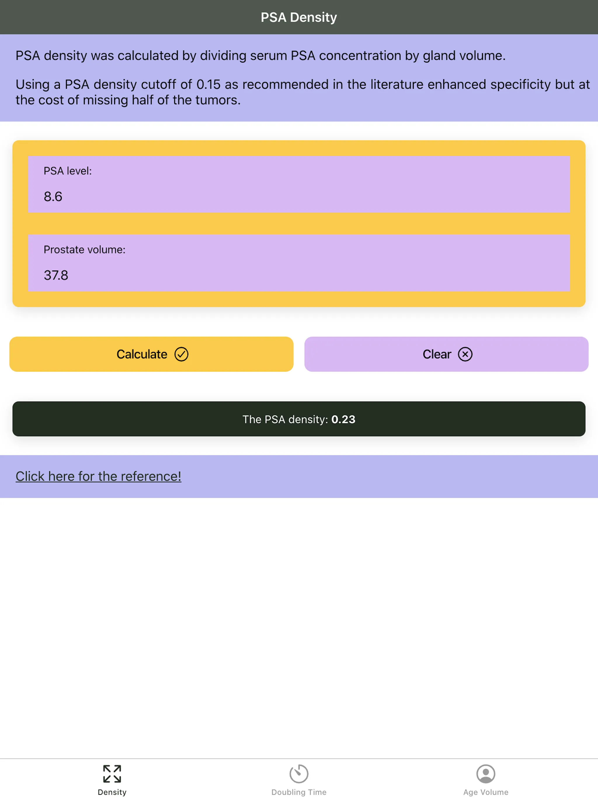 Urology PSA Calculator Pro | Indus Appstore | Screenshot