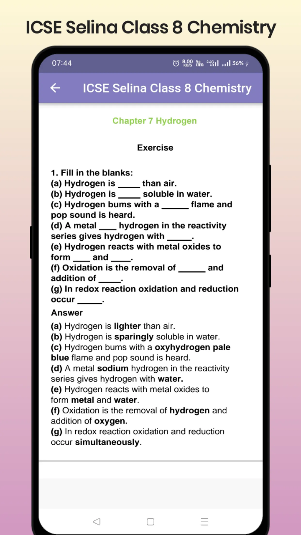 ICSE Selina Class 8 Chemistry | Indus Appstore | Screenshot