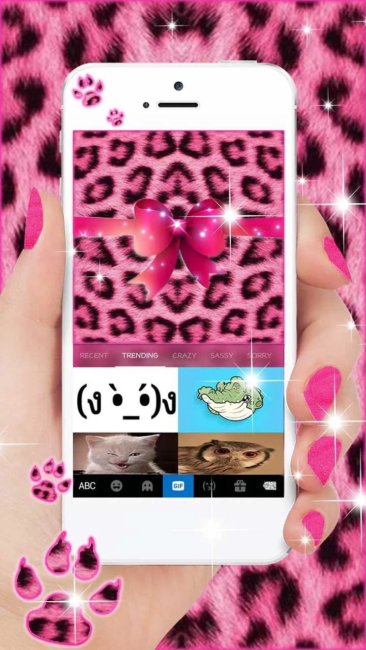 Pink Diamond Cheetah Keyboard  | Indus Appstore | Screenshot