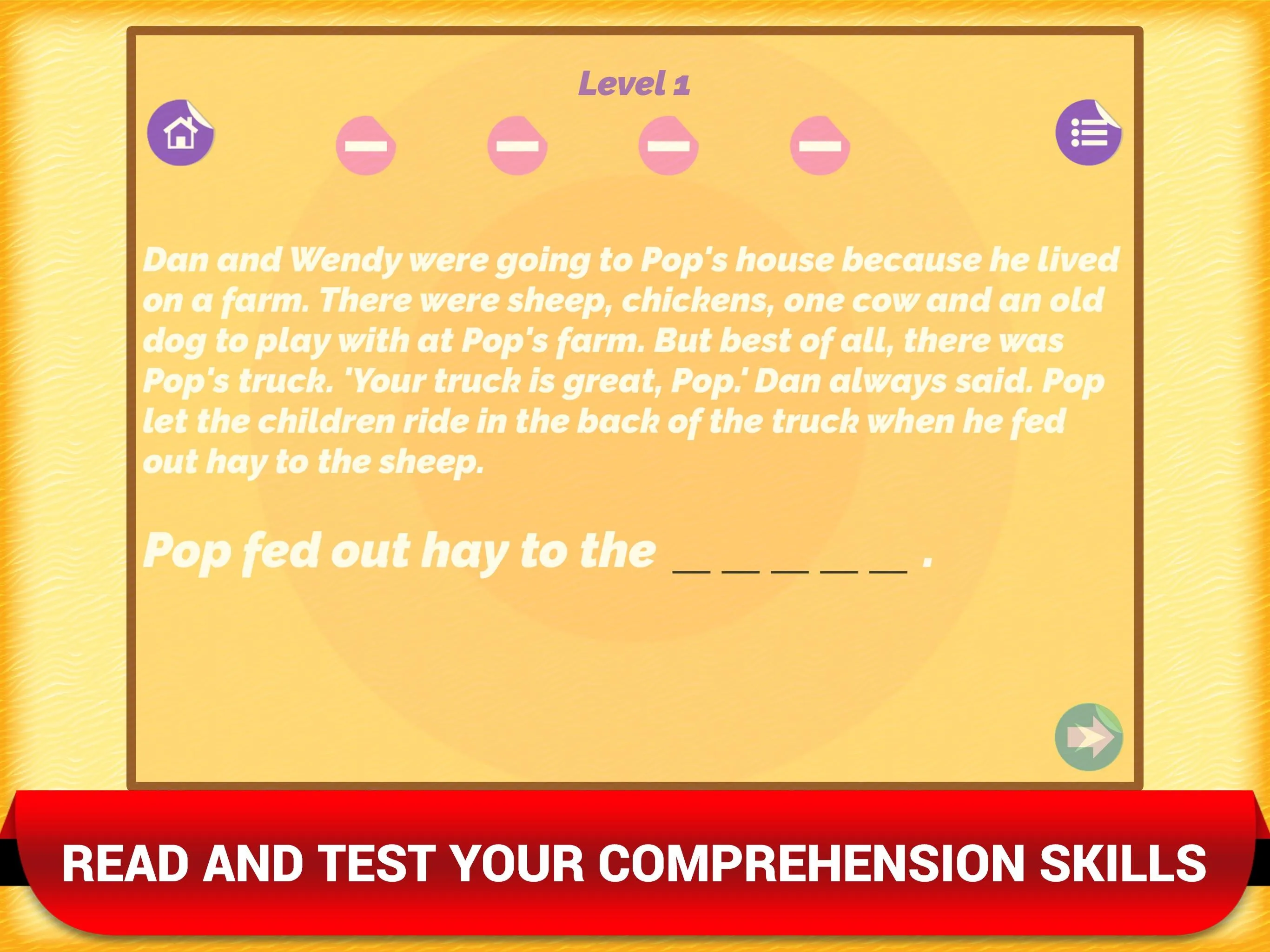 Reading Comprehension Games | Indus Appstore | Screenshot