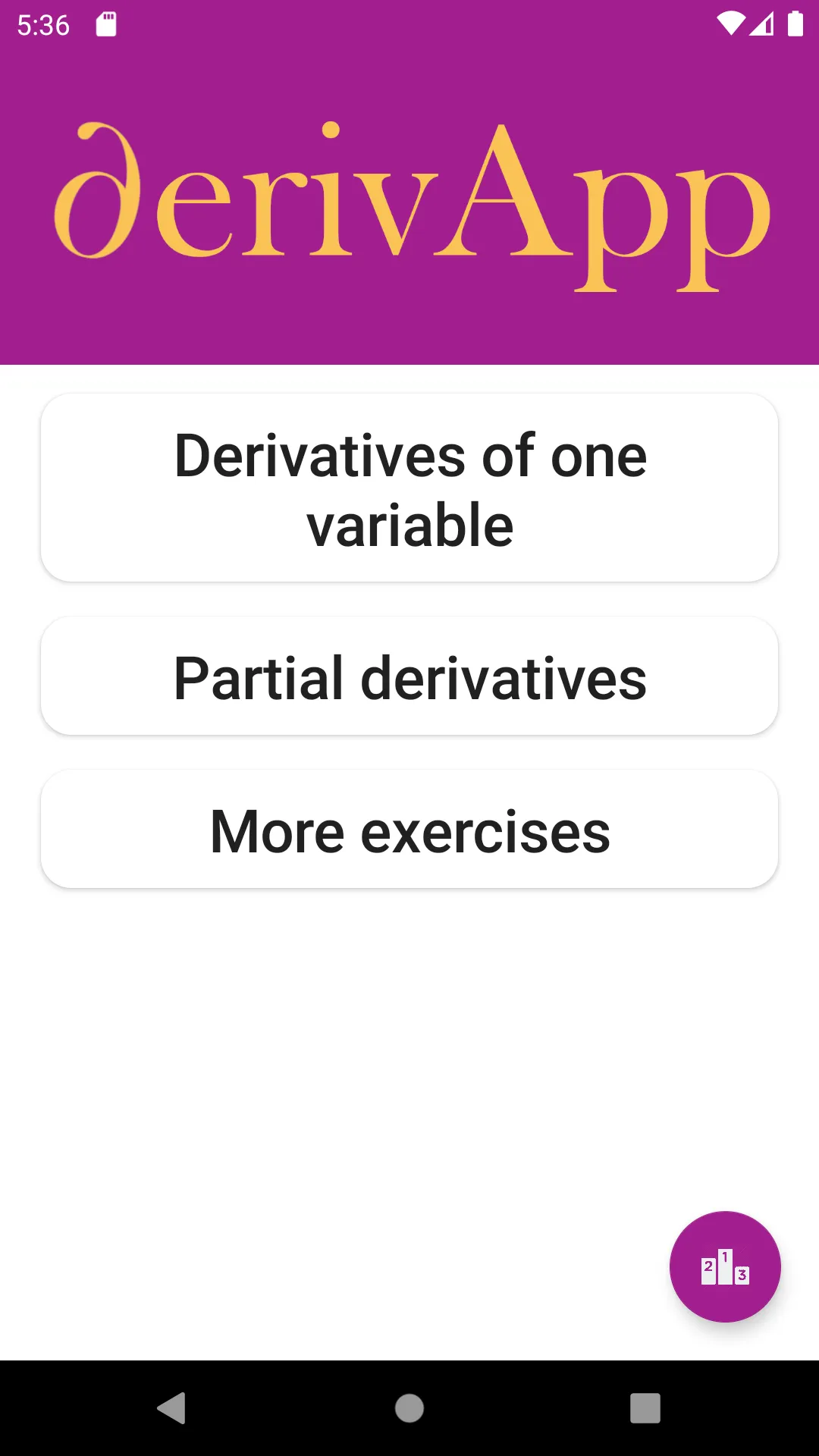DerivApp: Derivative exercises | Indus Appstore | Screenshot